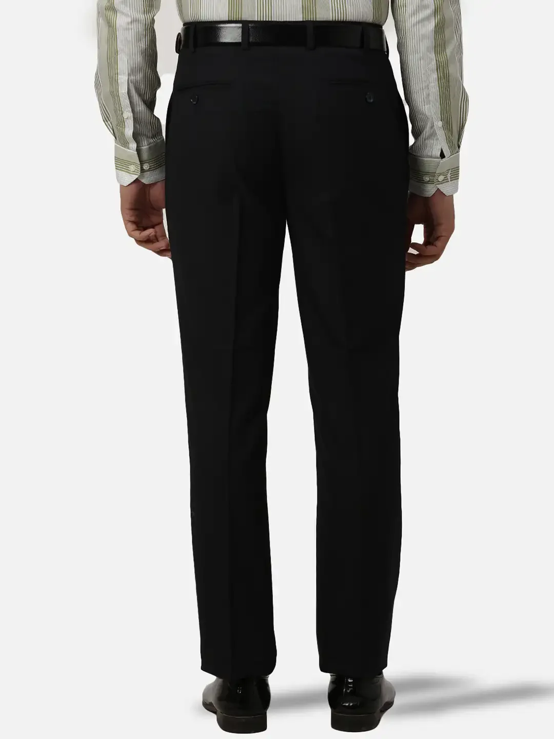Men Blue Smart Fit Structure Polyester Blend Trouser - Image 4