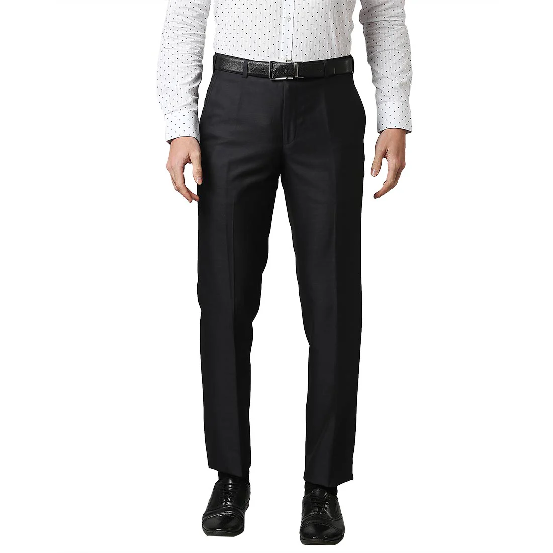 Men Blue Smart Fit Twill Polyester Blend Trouser