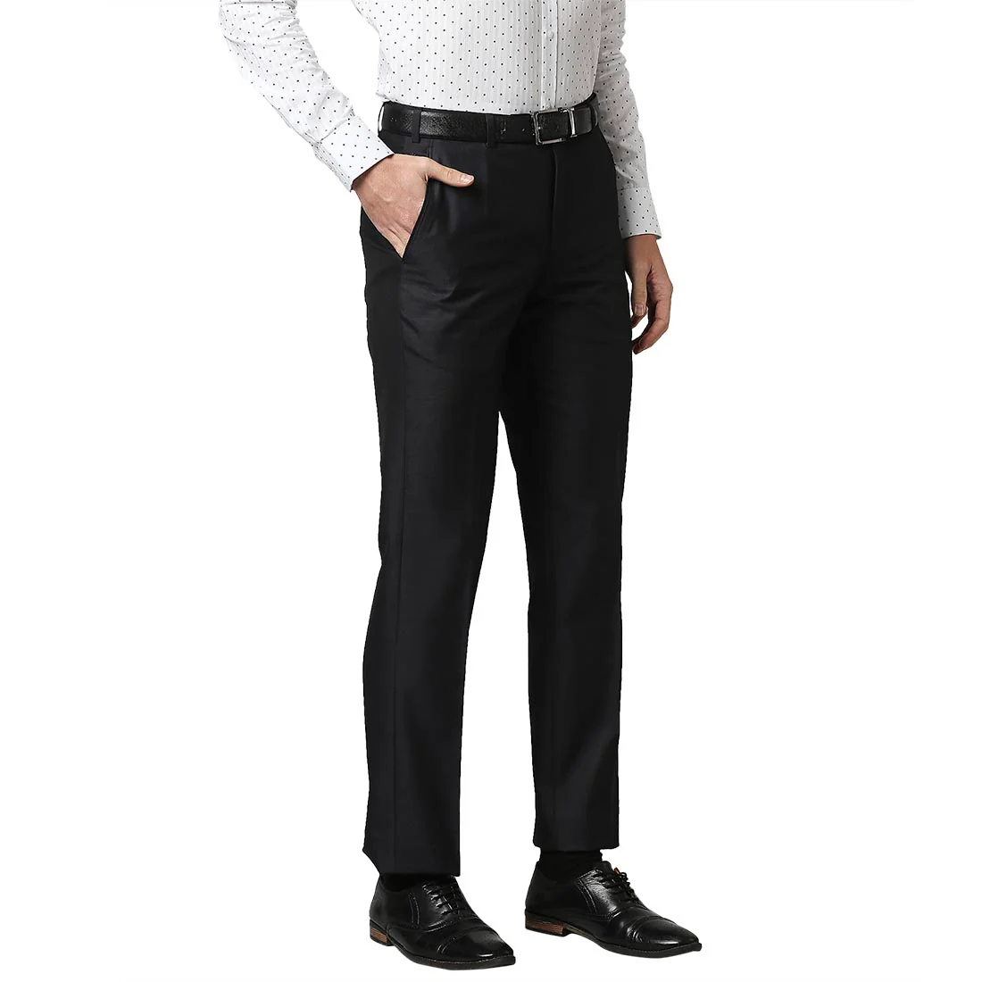 Men Blue Smart Fit Twill Polyester Blend Trouser - Image 2