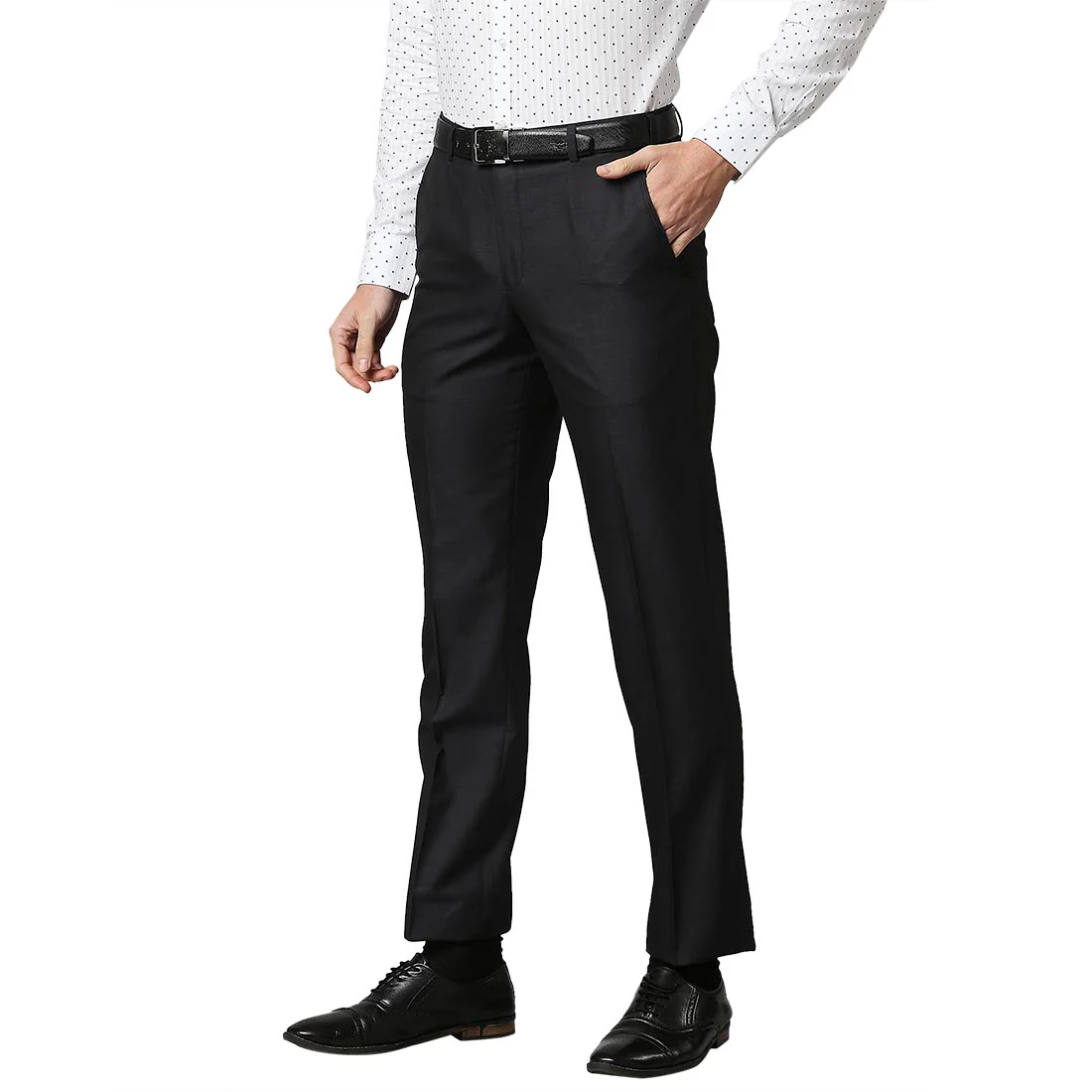 Men Blue Smart Fit Twill Polyester Blend Trouser - Image 3