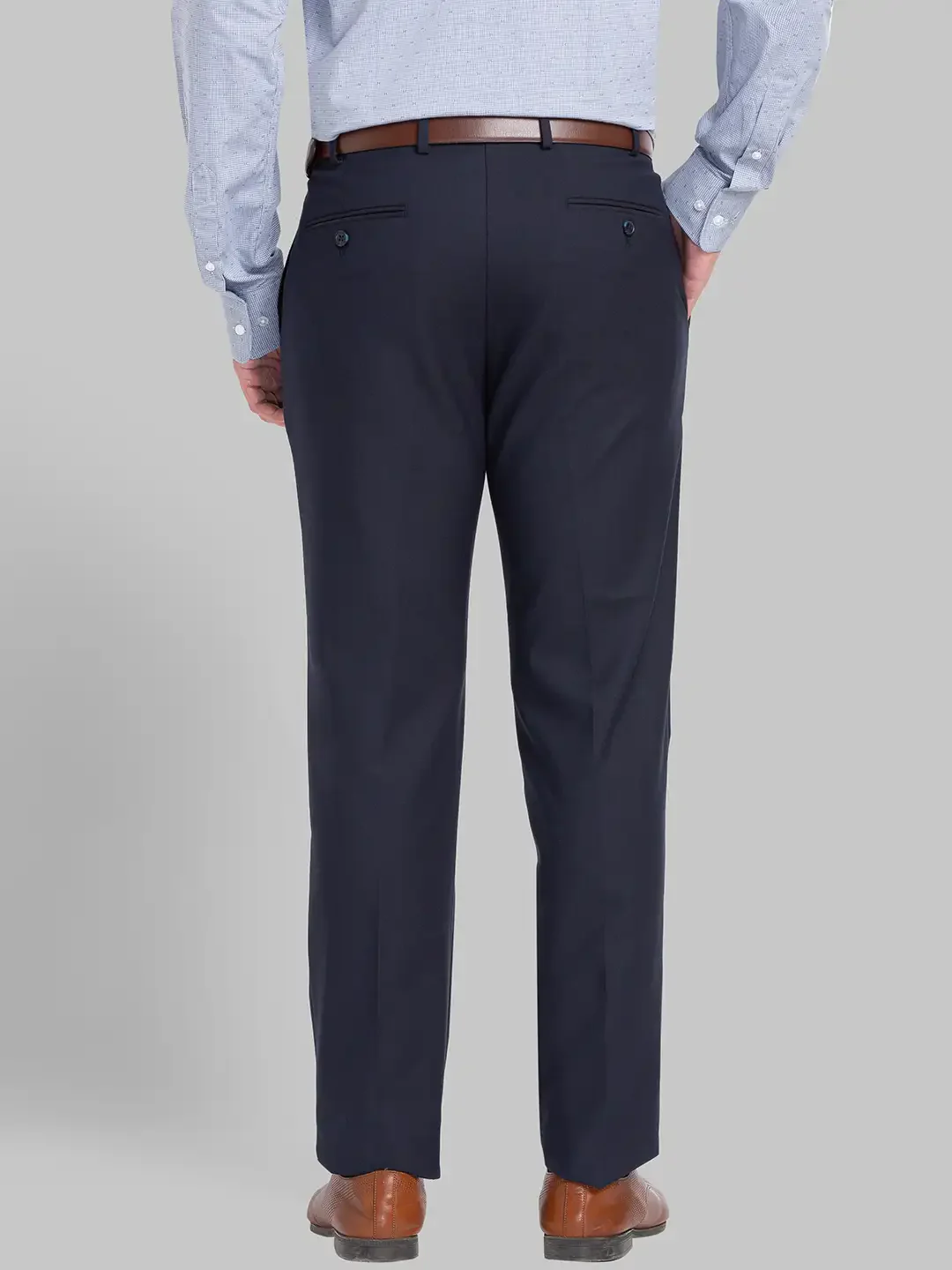 Men Blue Smart Fit Twill Polyester Blend Trouser - Image 4