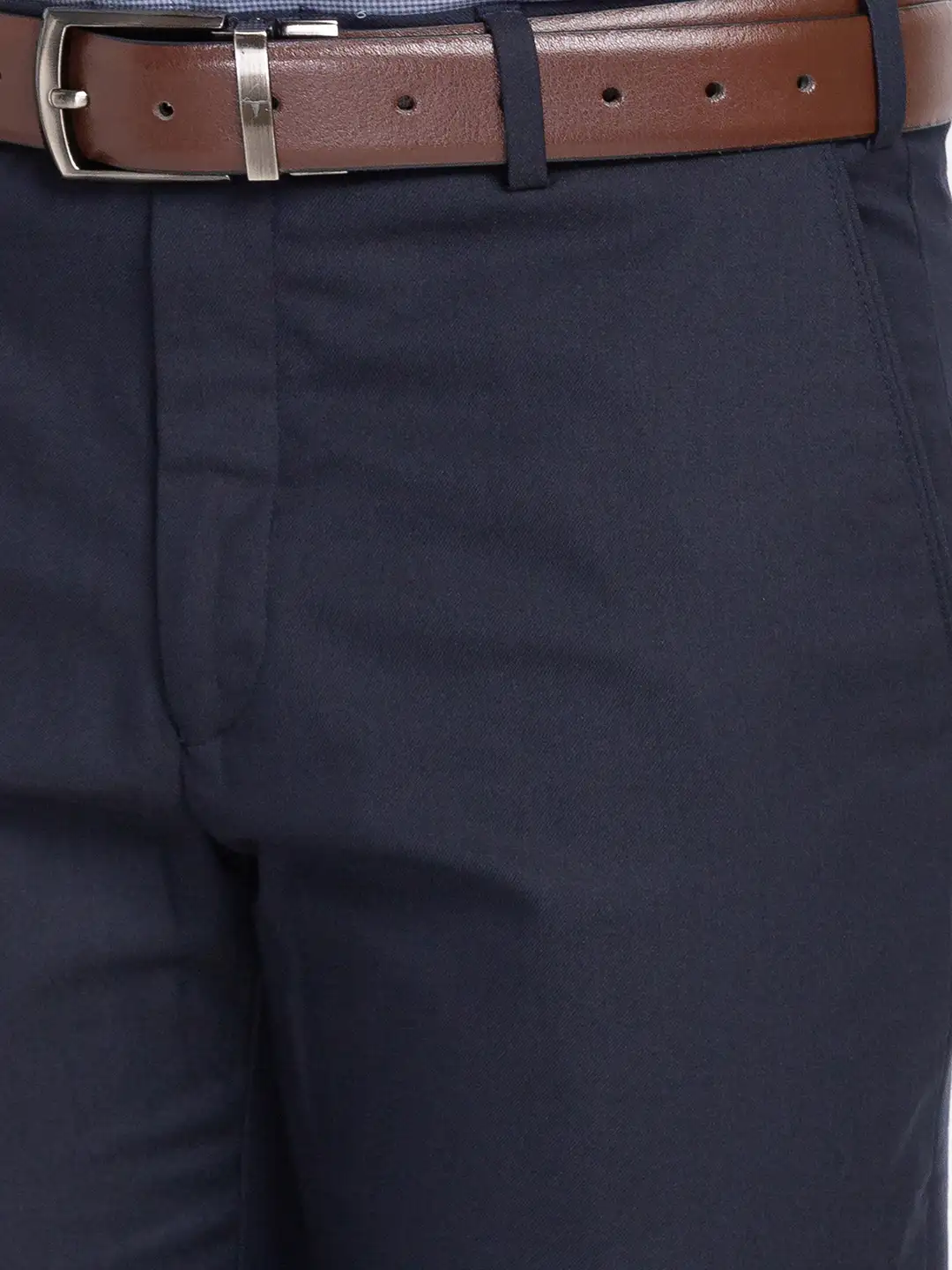 Men Blue Smart Fit Twill Polyester Blend Trouser - Image 6