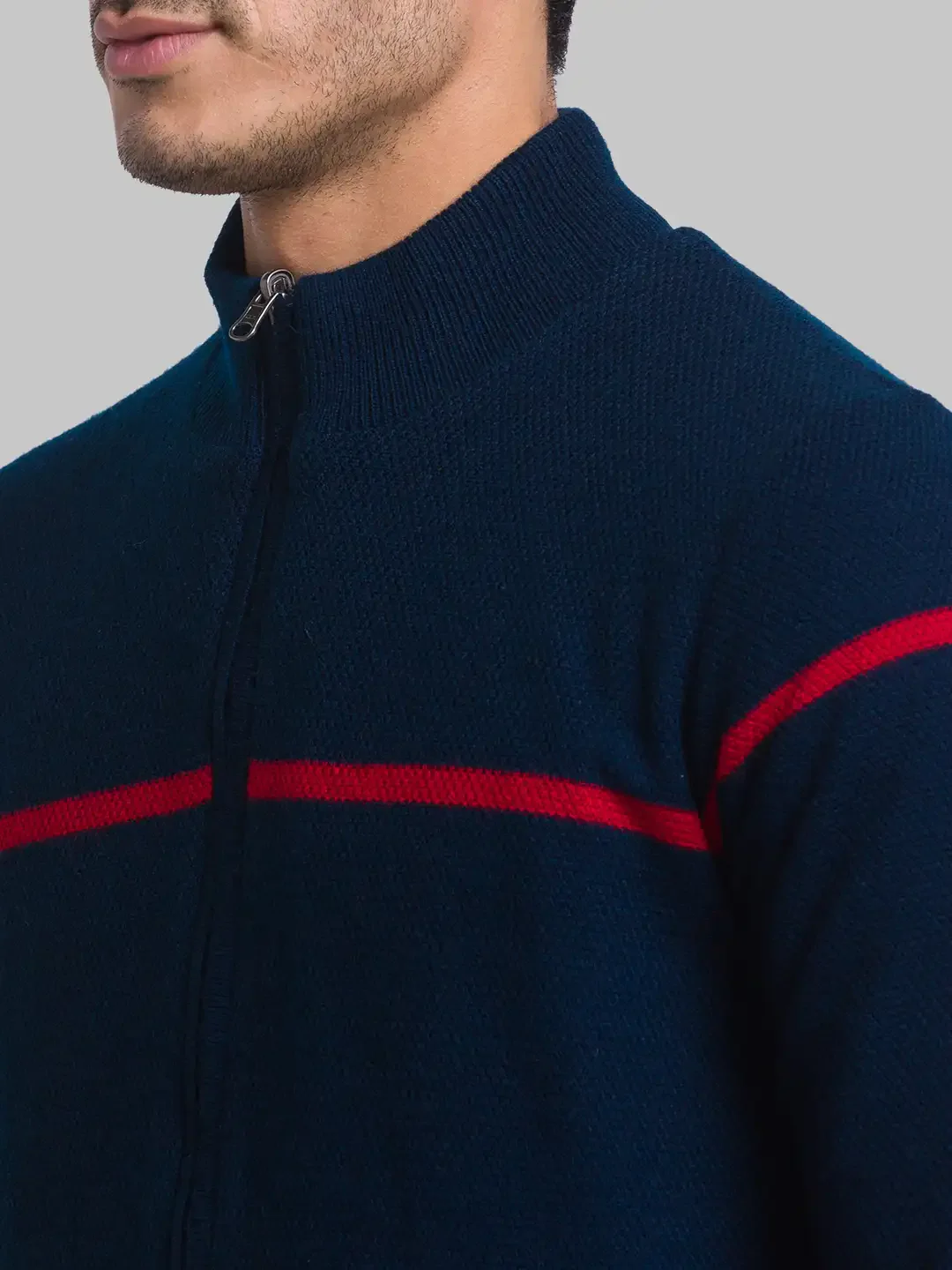 Men Blue Solid Acrylic Full Sleeve Sweaters - Image 6
