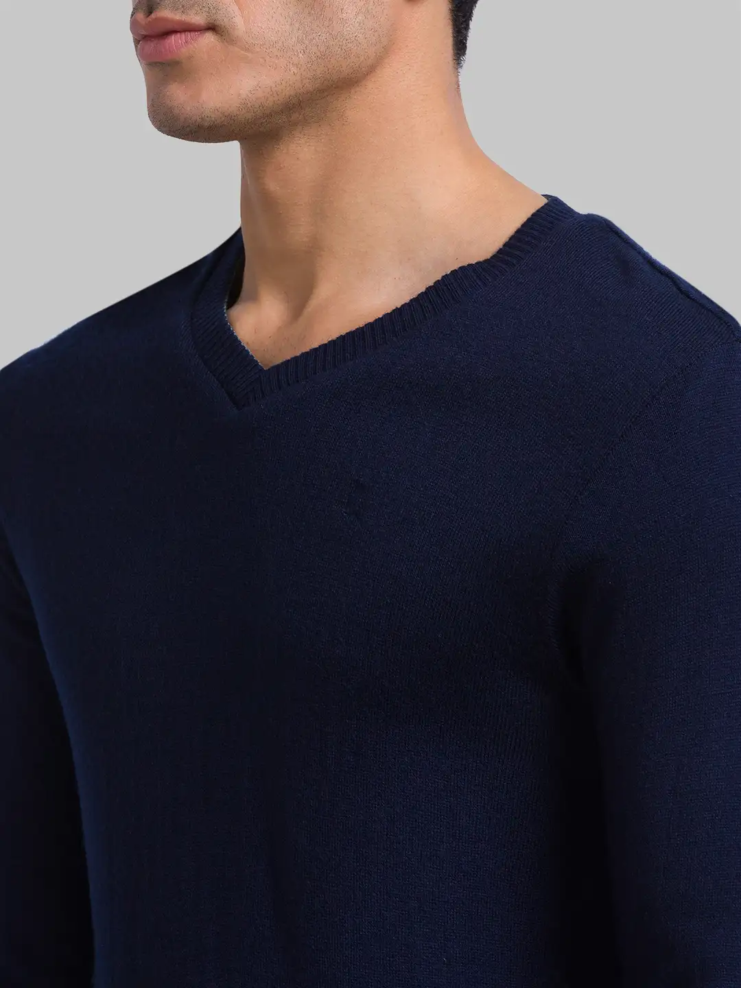 Men Blue Solid Acrylic Full Sleeve Sweaters - Image 6