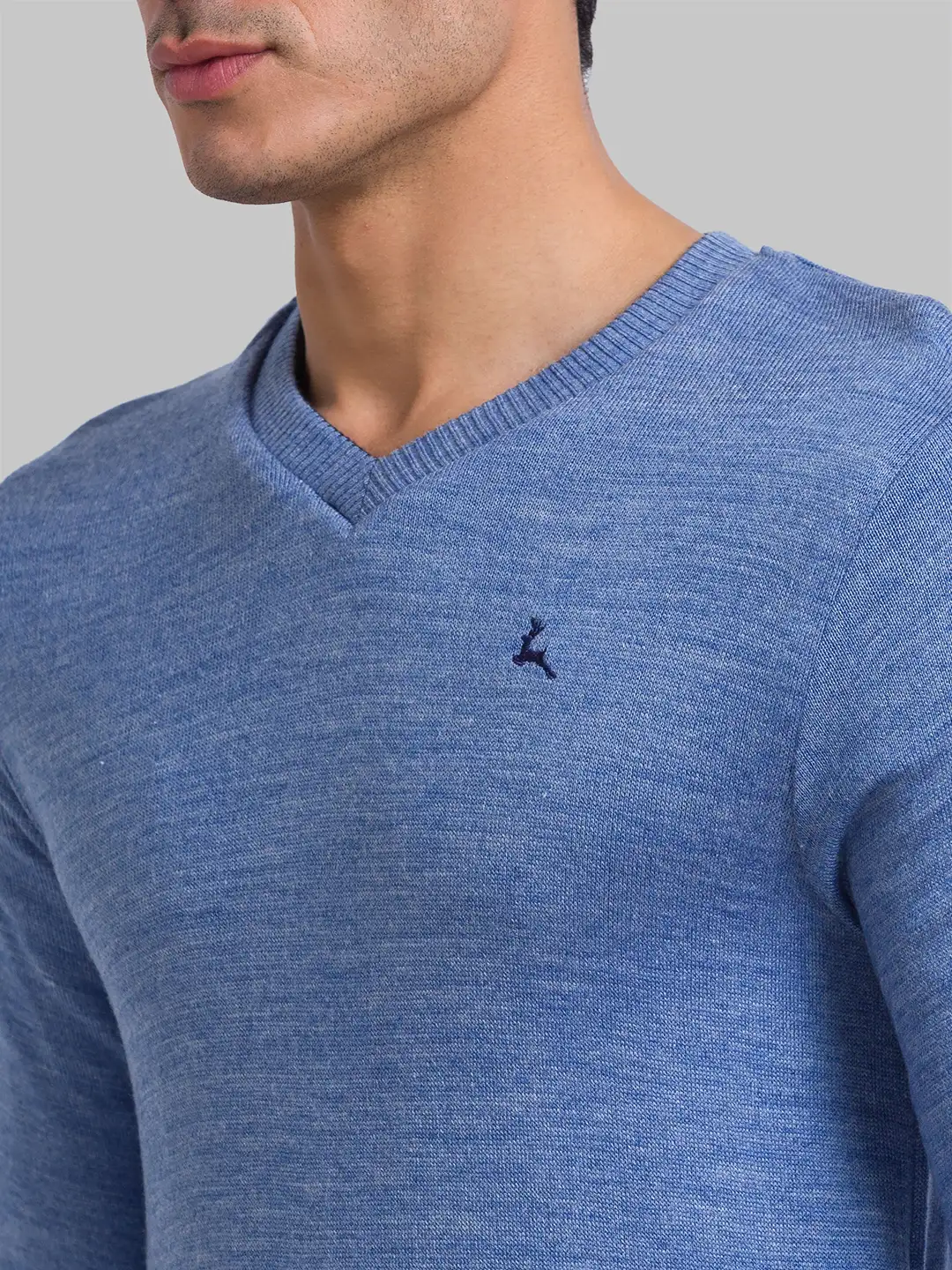 Men Blue Solid Acrylic Full Sleeve Sweaters - Image 6