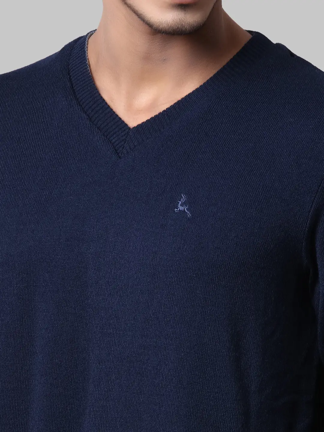 Men Blue Solid Acrylic Full Sleeve Sweaters - Image 12