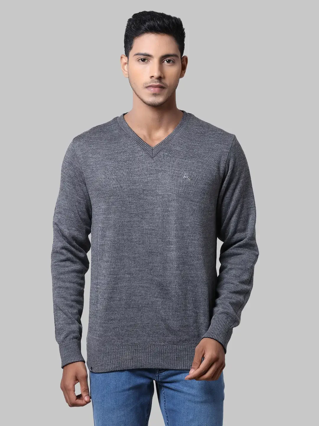 Men Blue Solid Acrylic Full Sleeve Sweaters - Image 14
