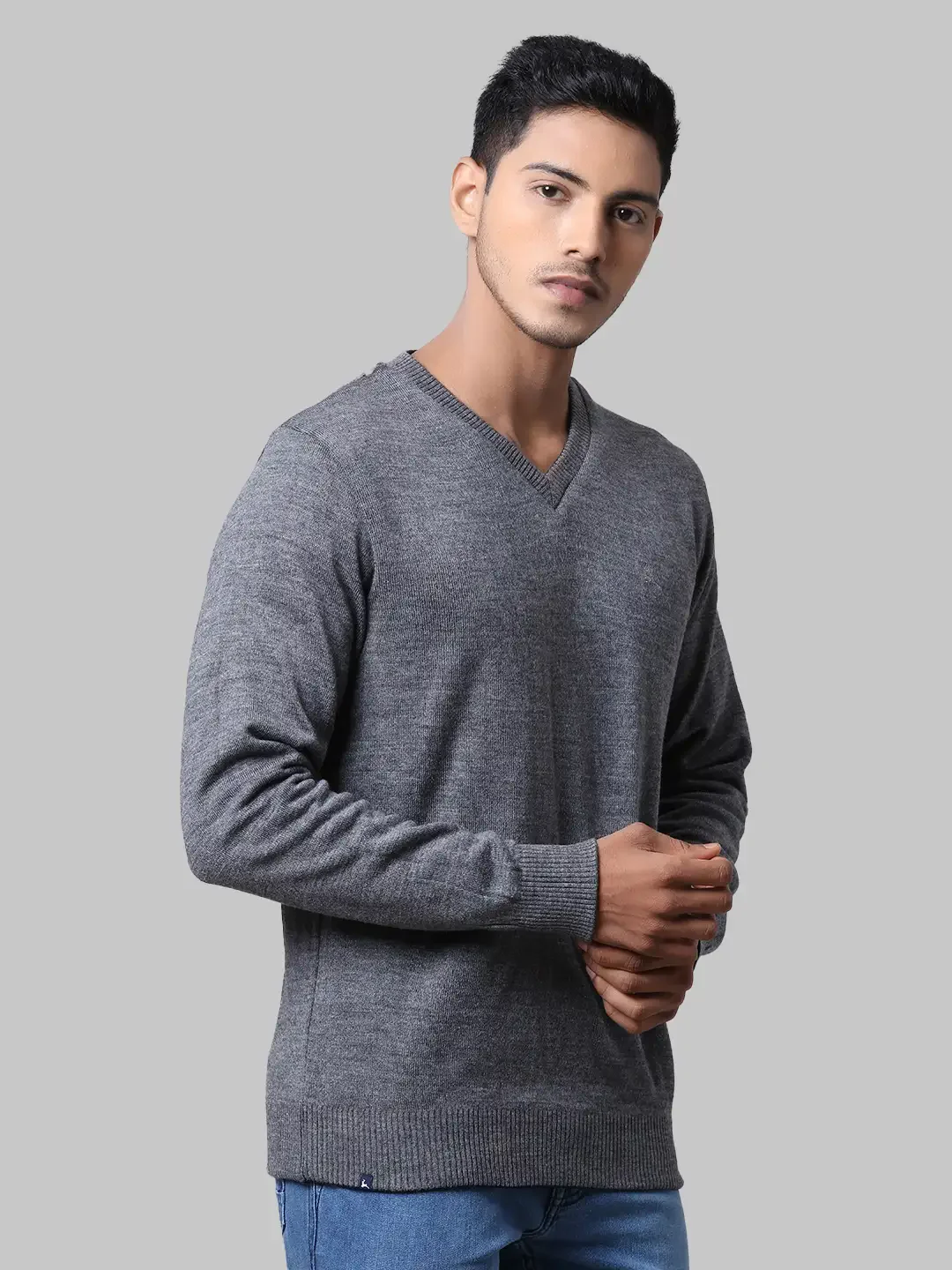 Men Blue Solid Acrylic Full Sleeve Sweaters - Image 15