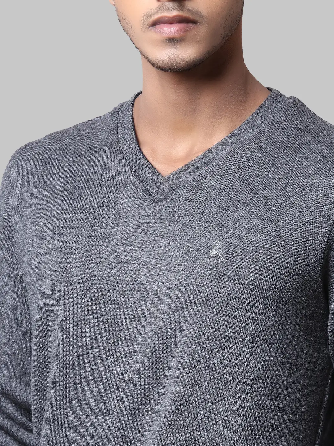 Men Blue Solid Acrylic Full Sleeve Sweaters - Image 6