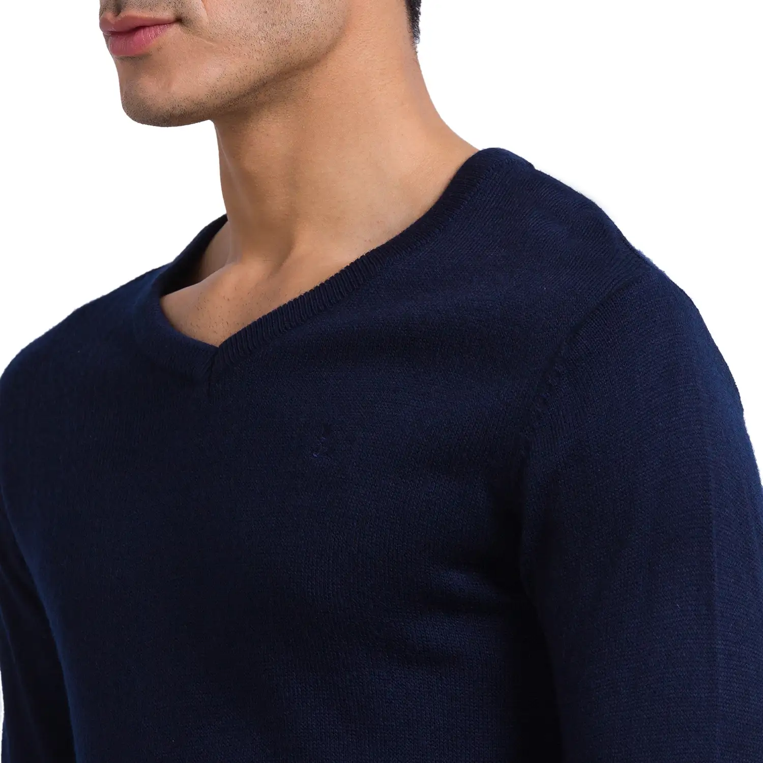 Men Blue Solid Acrylic Full Sleeve Sweaters - Image 6