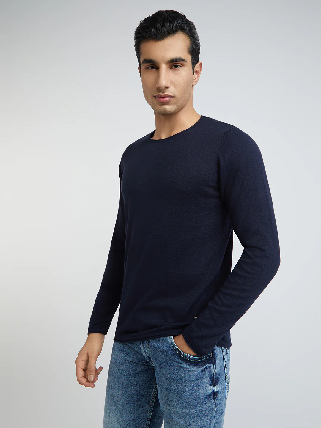 Parx Men Blue Solid Sweater - Image 3