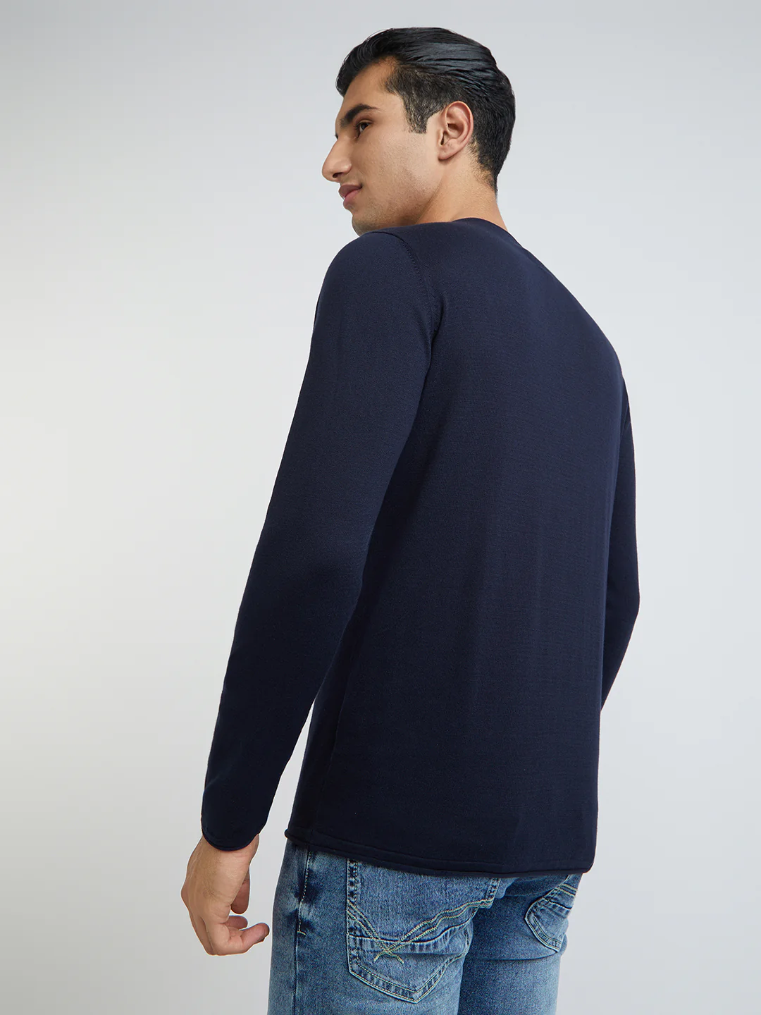 Parx Men Blue Solid Sweater - Image 4