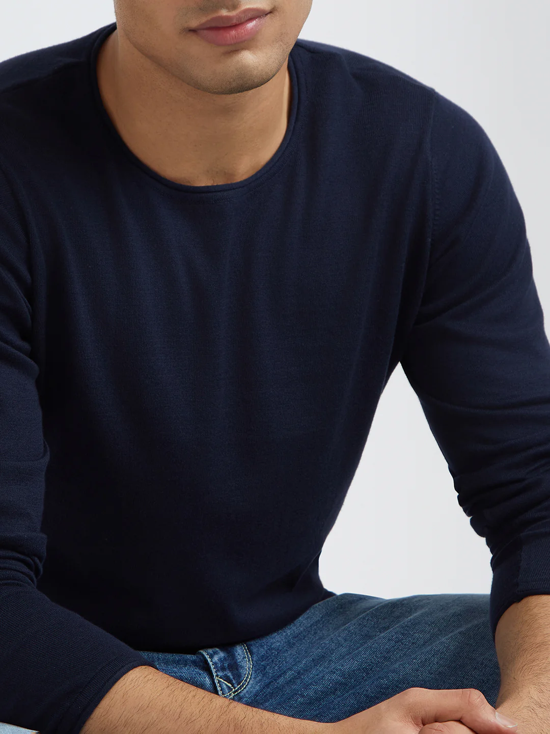 Parx Men Blue Solid Sweater - Image 7
