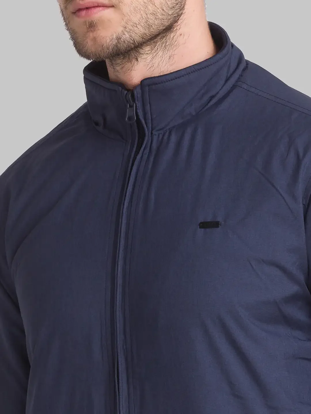 Men Blue Solid Polyester Full Sleeve Jackets - Image 6
