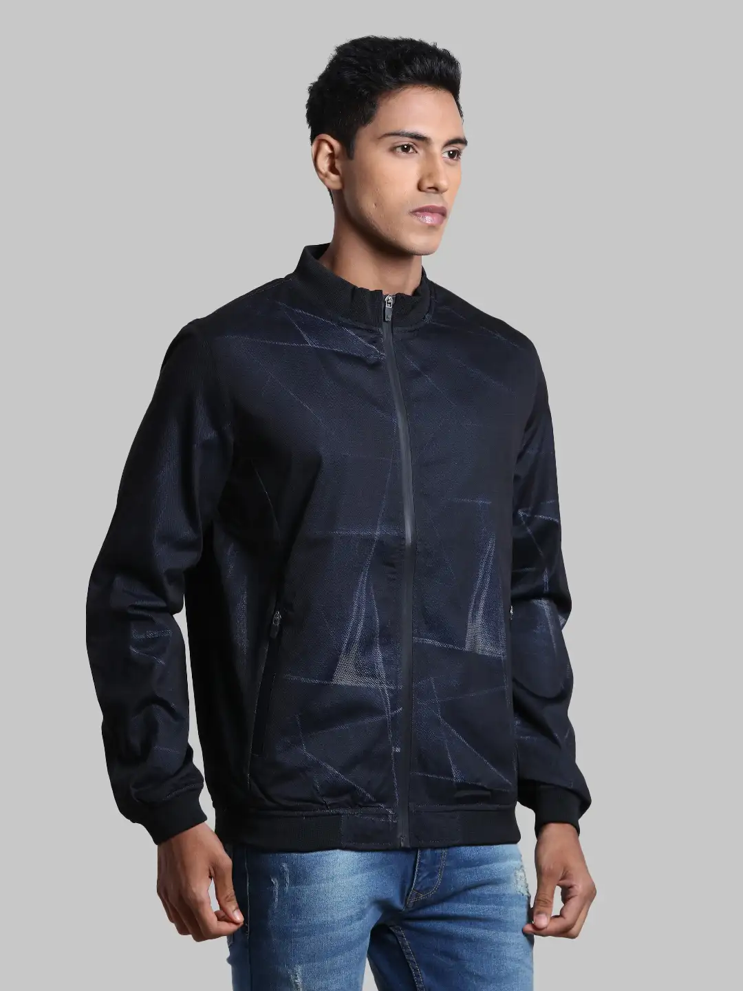 Men Blue Solid Polyester Full Sleeve Jackets - Image 2