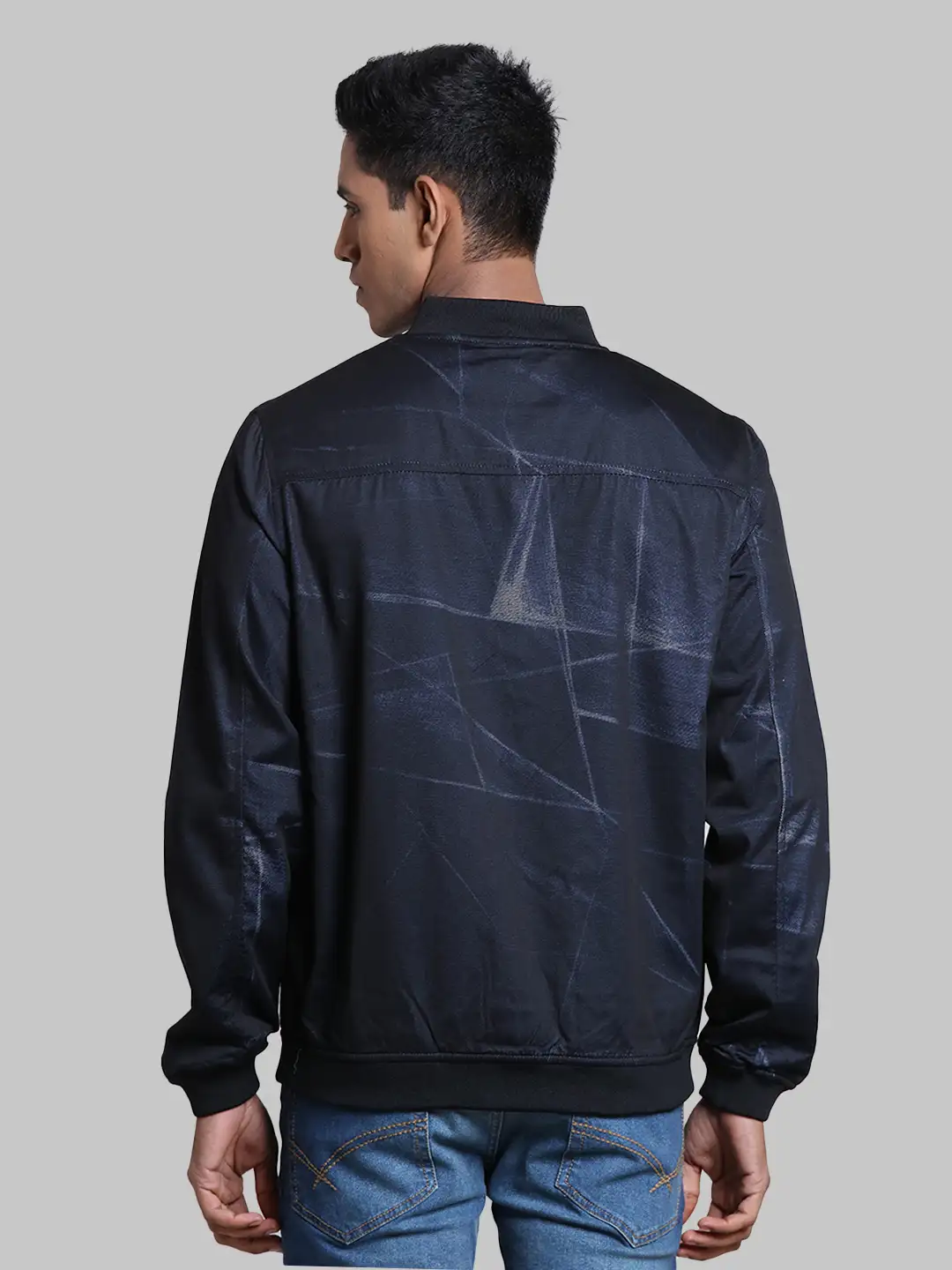 Men Blue Solid Polyester Full Sleeve Jackets - Image 4
