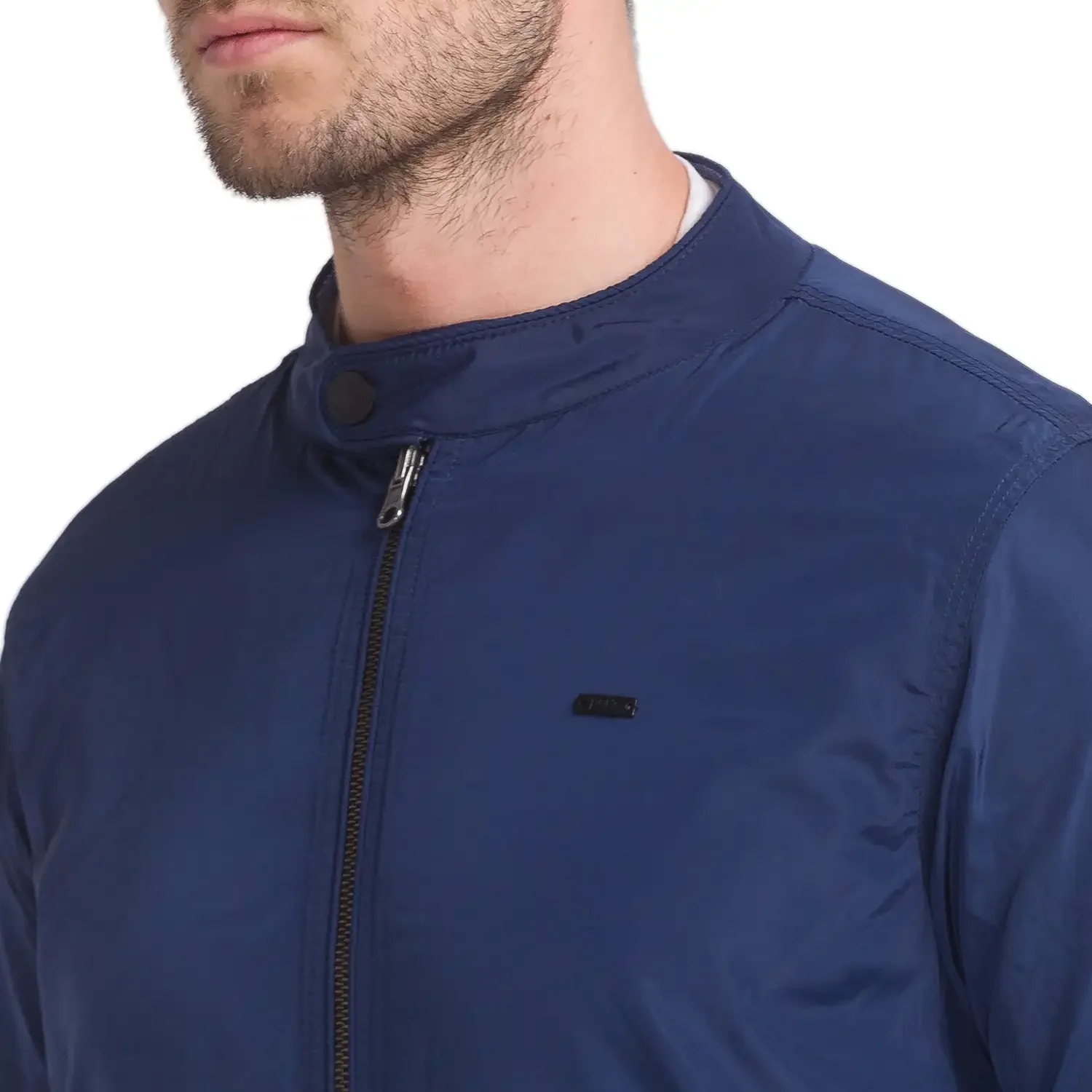 Men Blue Solid Polyester Full Sleeve Jackets - Image 6