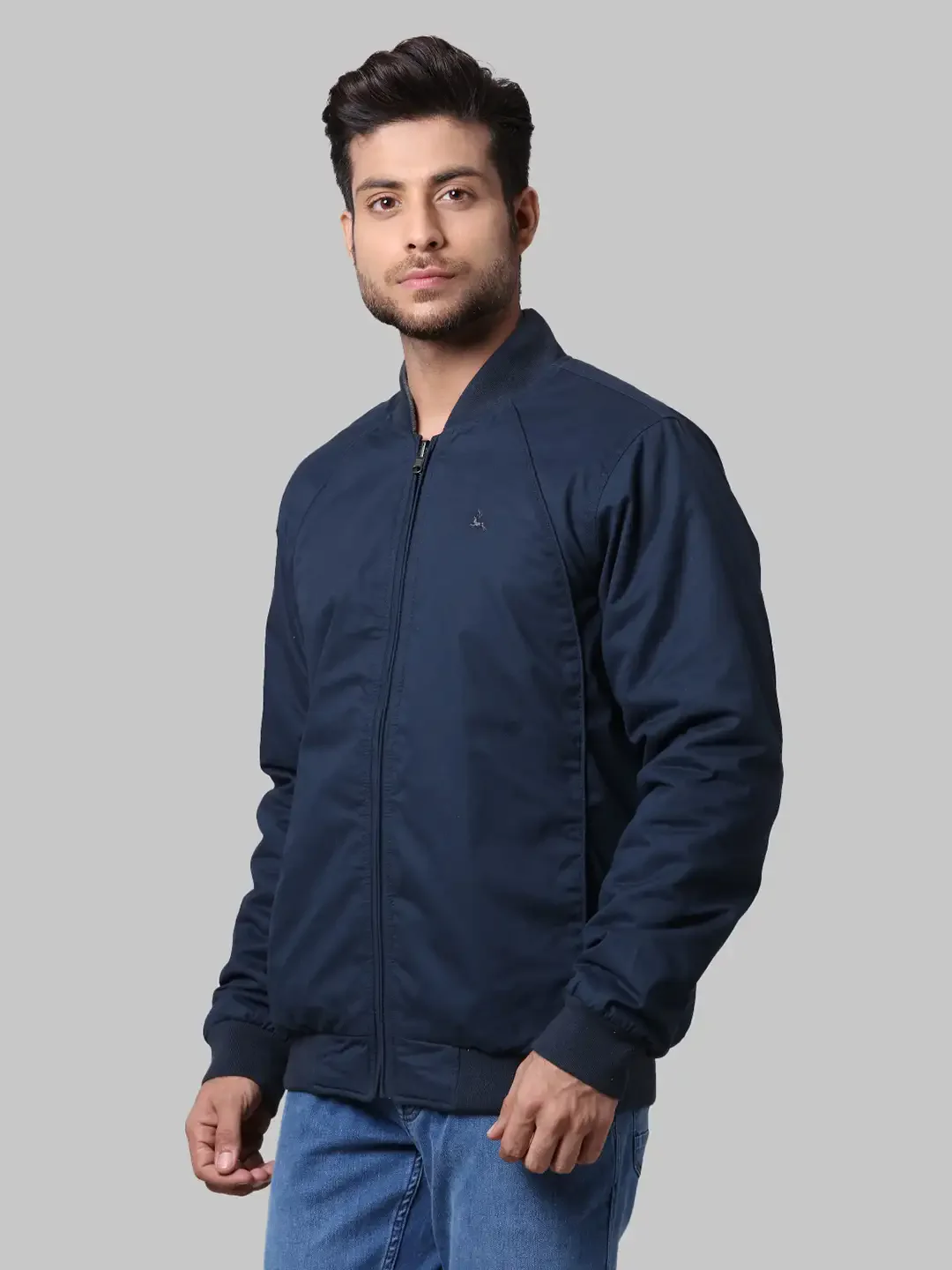 Men Blue Solid Polyester Full Sleeve Jackets - Image 11