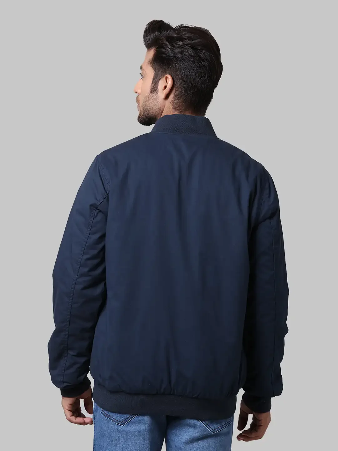 Men Blue Solid Polyester Full Sleeve Jackets - Image 12
