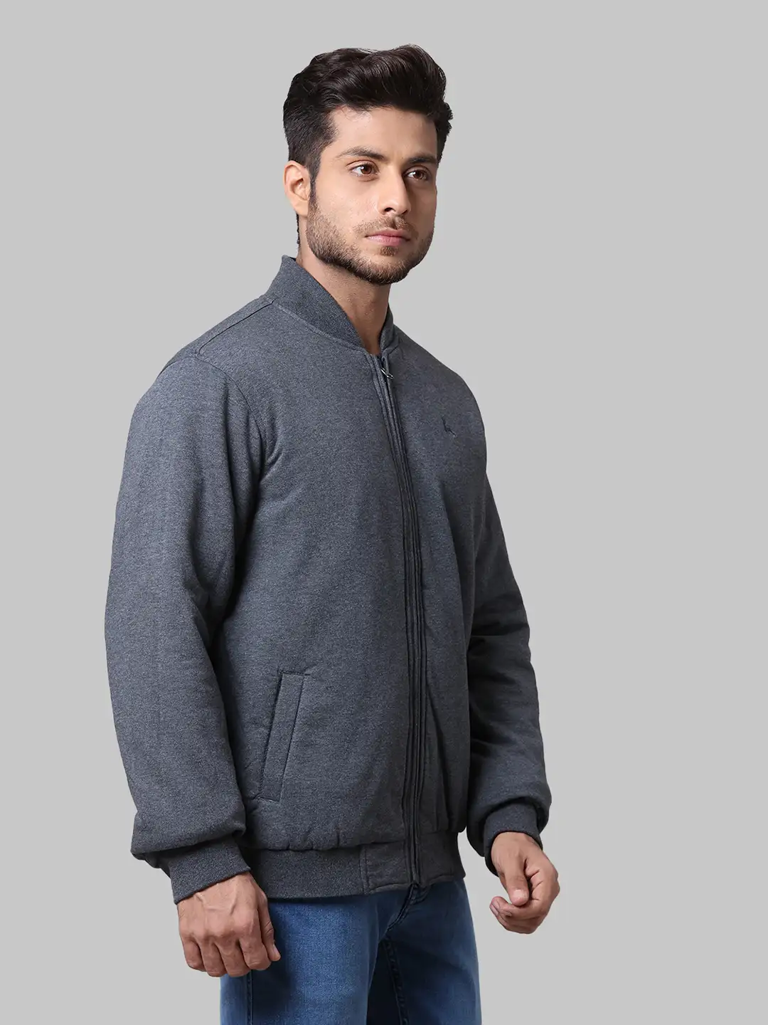 Men Blue Solid Polyester Full Sleeve Jackets - Image 2
