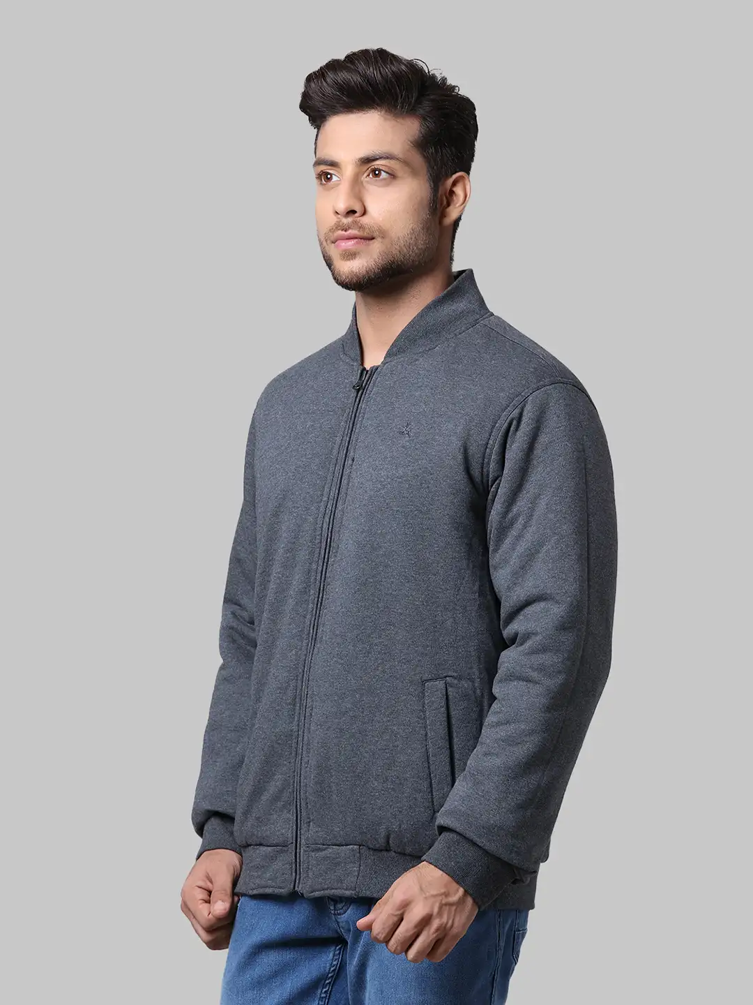 Men Blue Solid Polyester Full Sleeve Jackets - Image 3