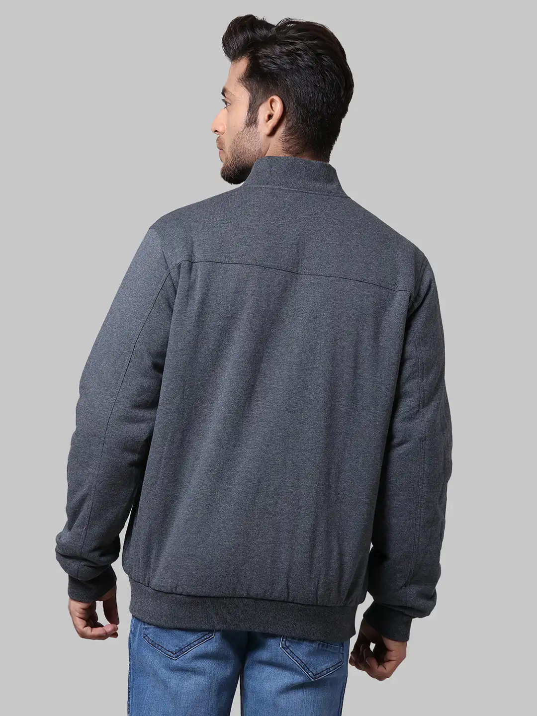 Men Blue Solid Polyester Full Sleeve Jackets - Image 4