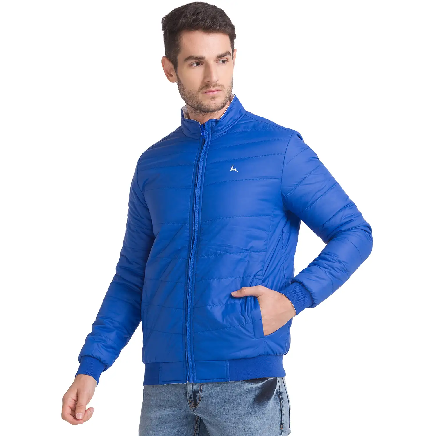 Men Blue Solid Polyester Full Sleeve Outer Wear - Image 3