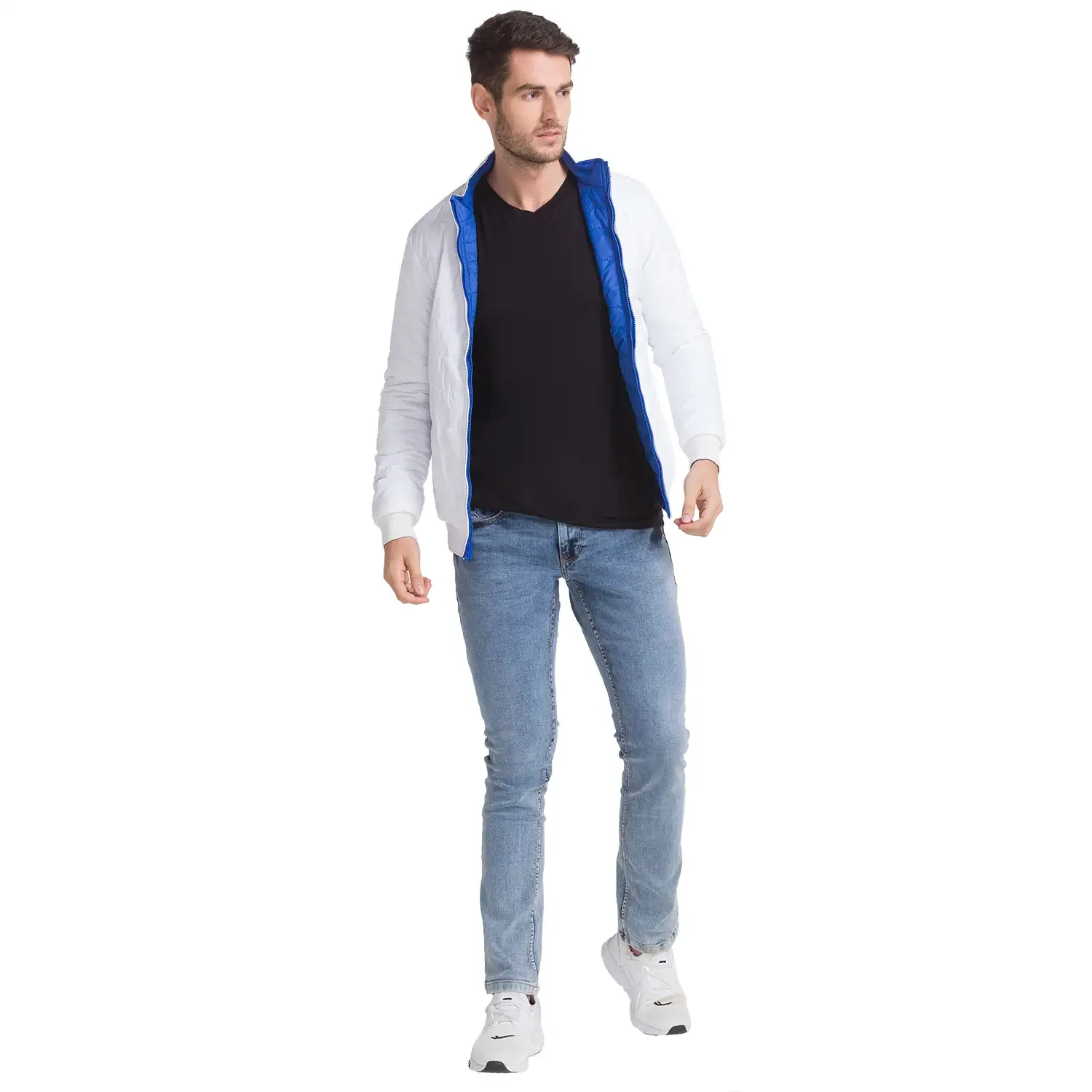 Men Blue Solid Polyester Full Sleeve Outer Wear - Image 8