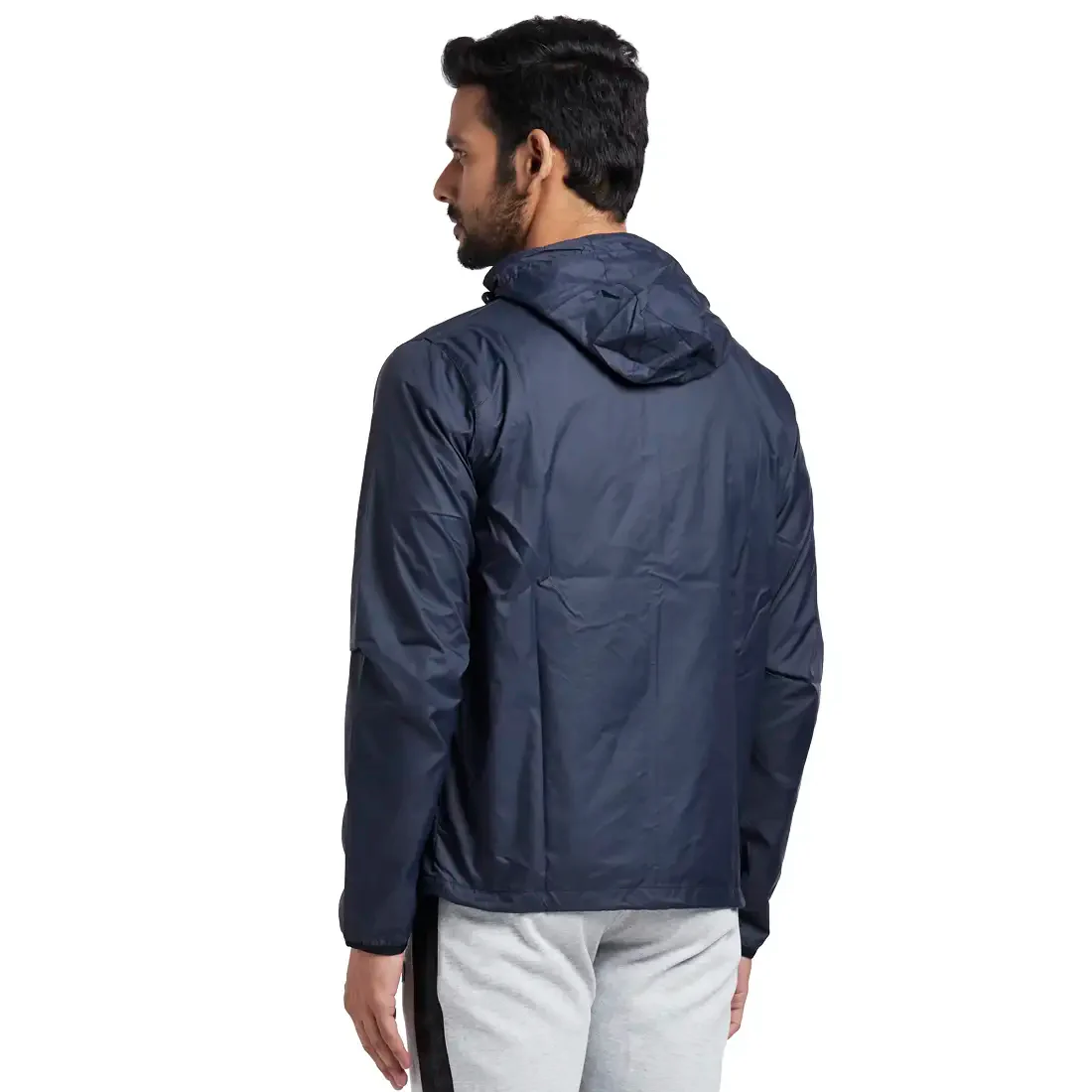Men Blue Solid Polyester Full Sleeve Windcheater - Image 4