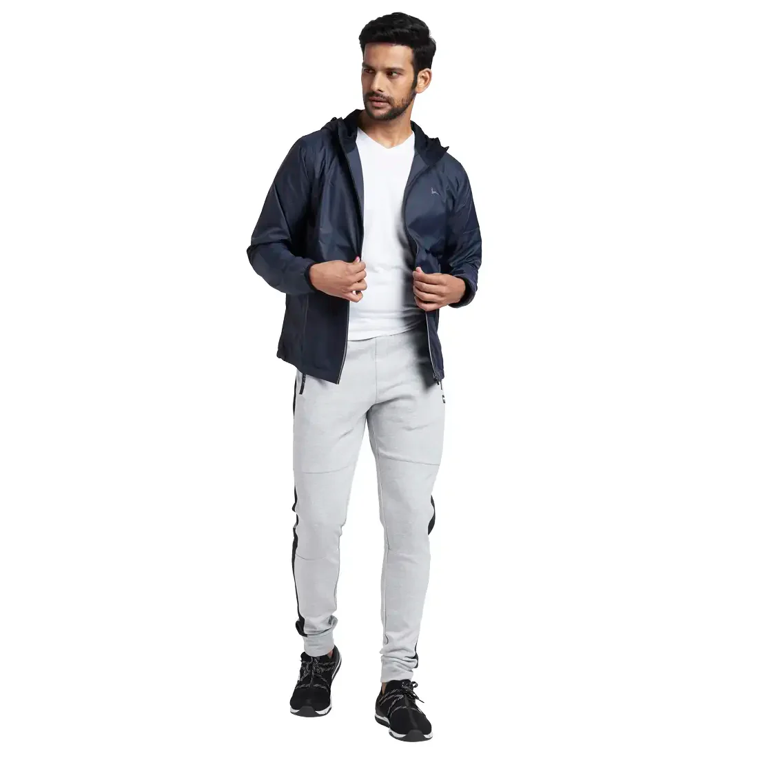 Men Blue Solid Polyester Full Sleeve Windcheater - Image 5