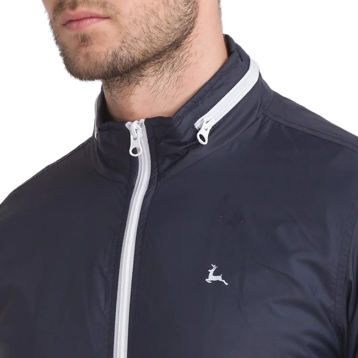 Men Blue Solid Polyester Full Sleeve Windcheater - Image 6