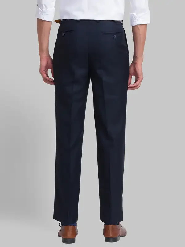 Men Blue Structure Polyester Blend Trouser - Image 4