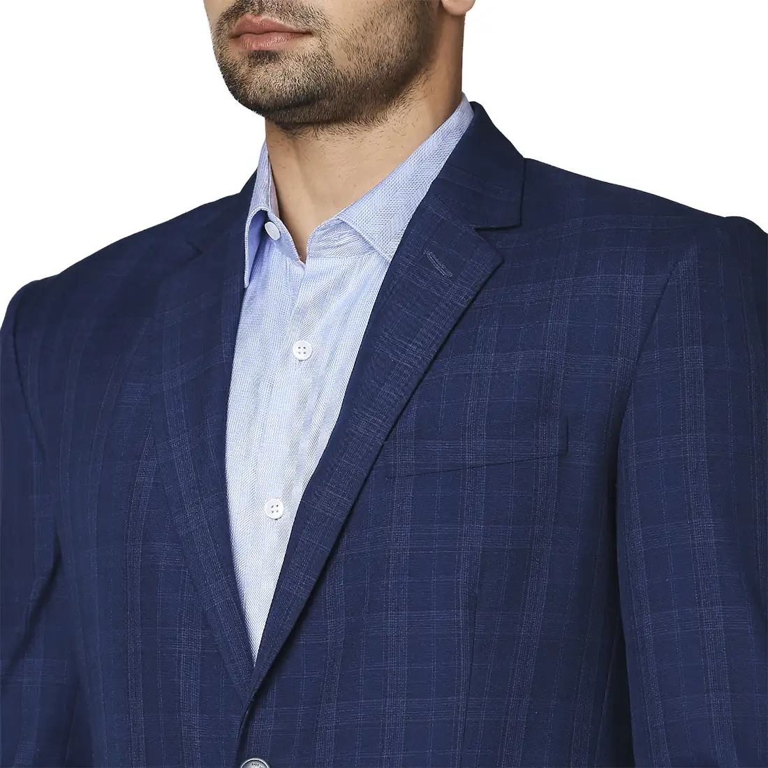 Men Blue Super Slim Fit Checks Polyester Blend Suit - Image 6