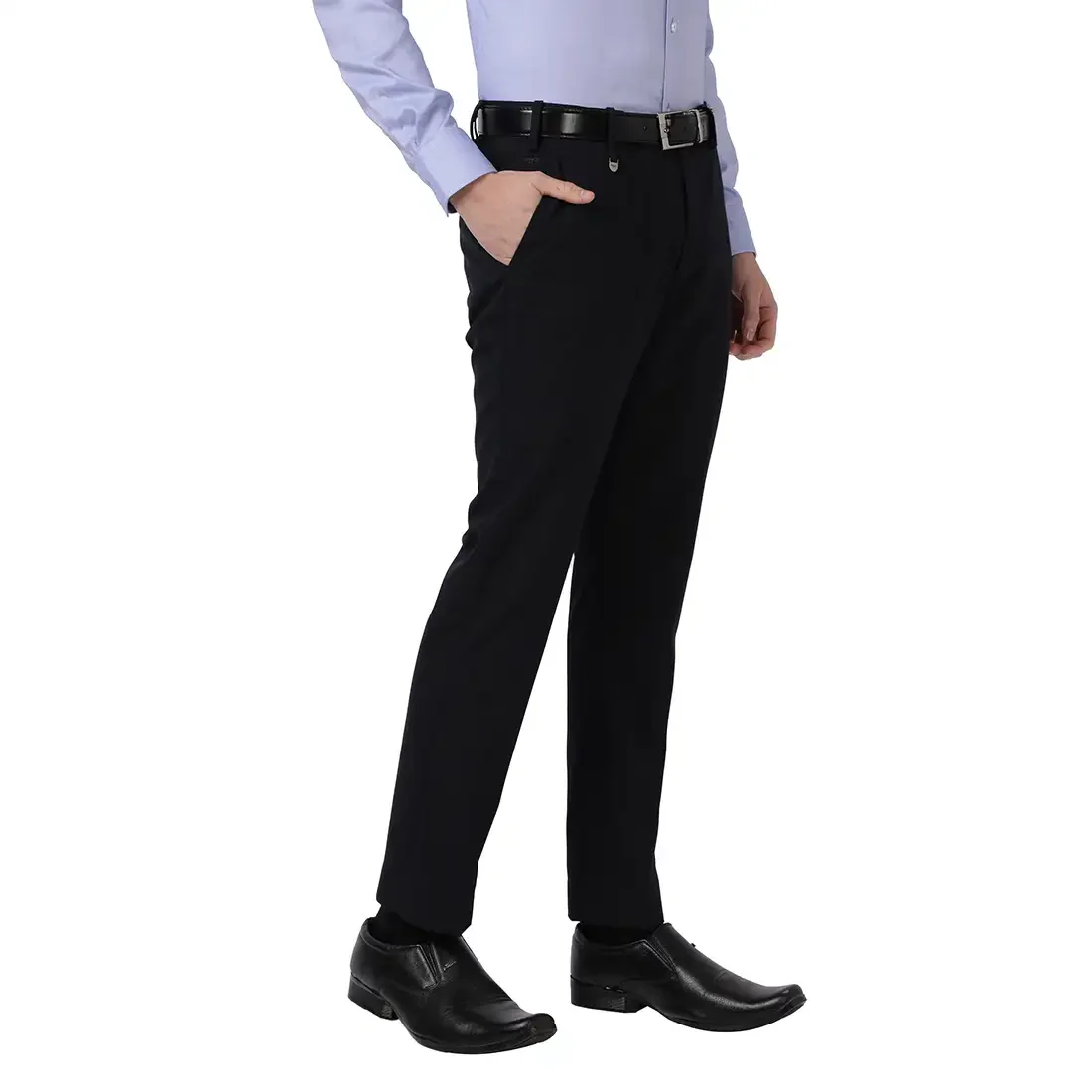 Men Blue Super Slim Fit Checks Polyester Blend Trouser - Image 2