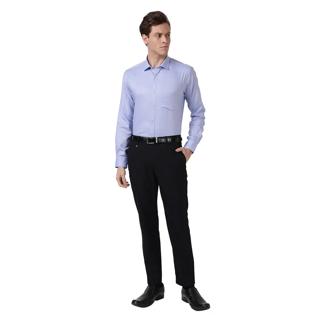 Men Blue Super Slim Fit Checks Polyester Blend Trouser - Image 5