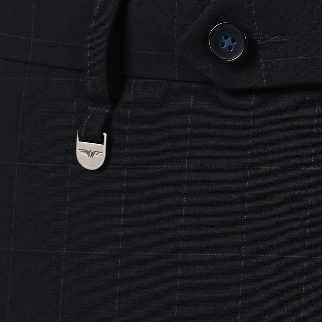 Men Blue Super Slim Fit Checks Polyester Blend Trouser - Image 7