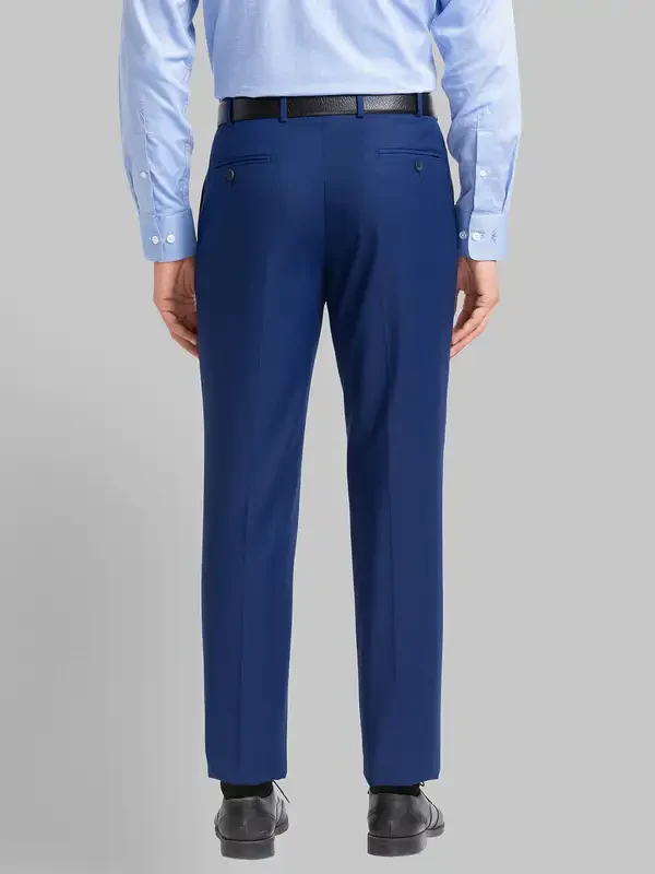 Men Blue Super Slim Fit Dobby Polyester Blend Trouser - Image 4