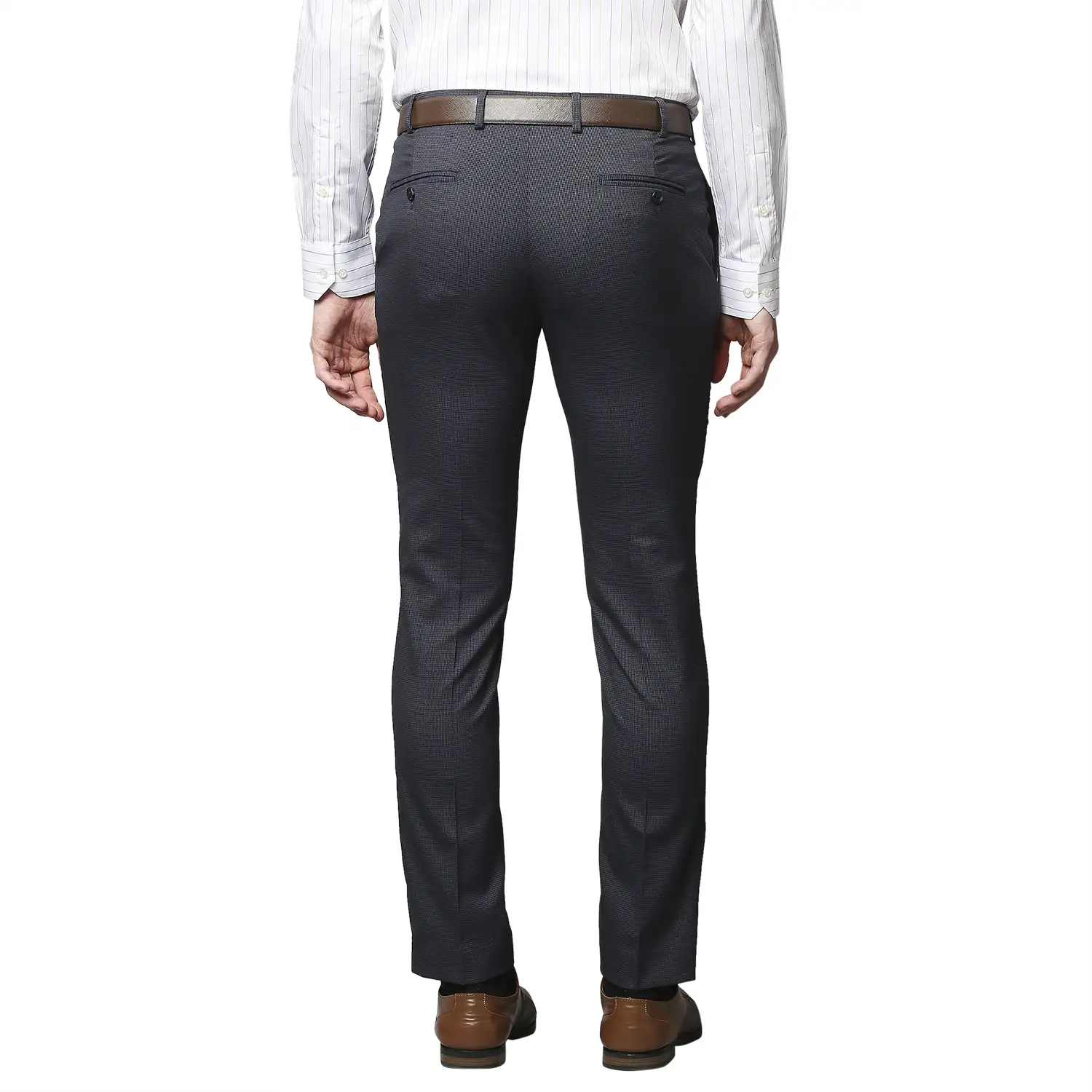 Men Blue Super Slim Fit Houndstooth Polyester Blend Trouser - Image 4