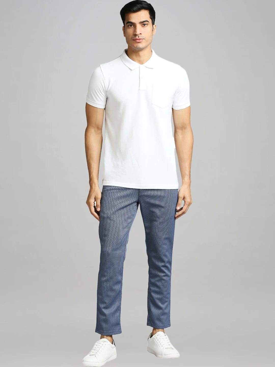 Men Blue Super Slim Fit Knitted Terylene Blend Trouser - Image 2