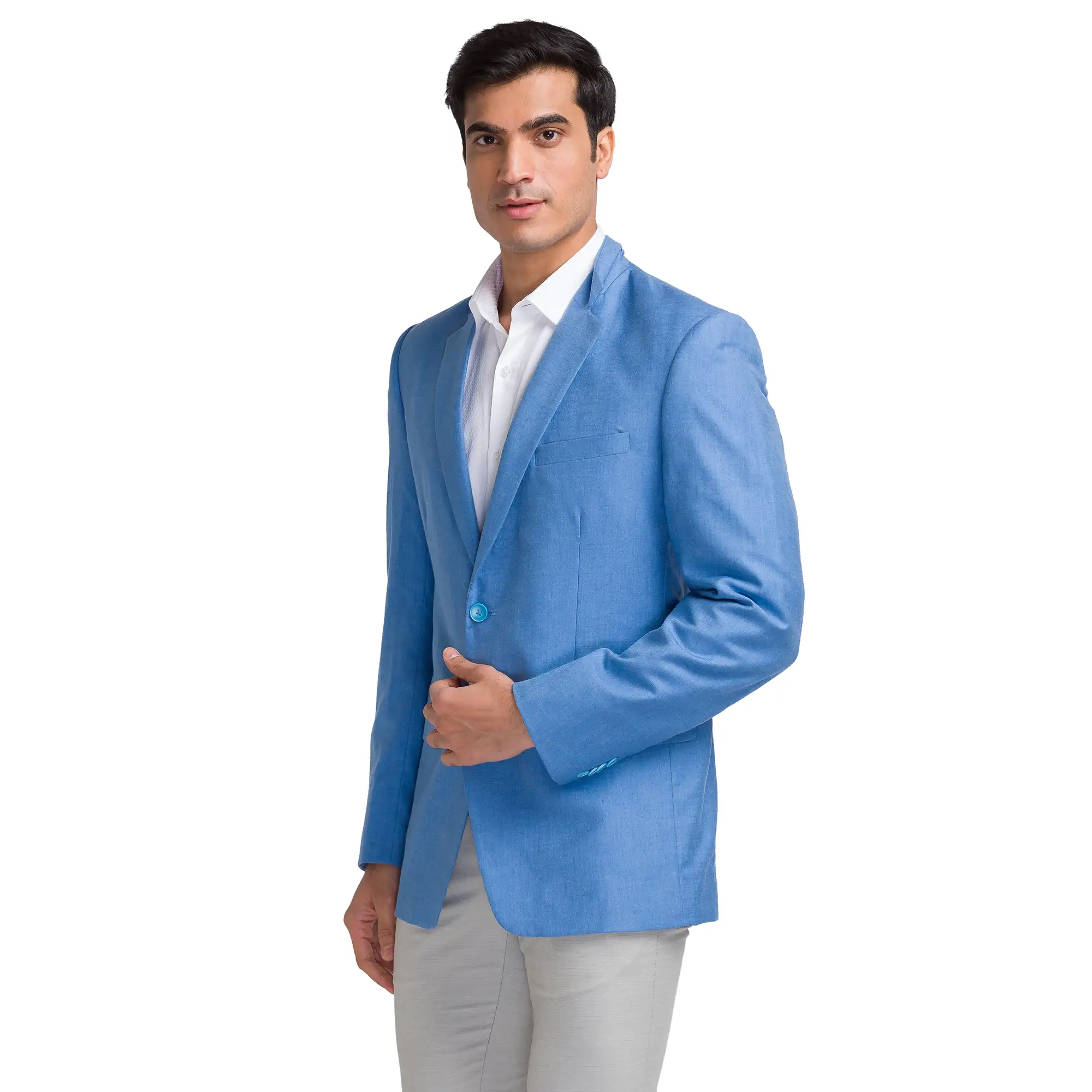 Park Avenue Men Blue Super Slim Fit Solid Formal Jacket - Image 3