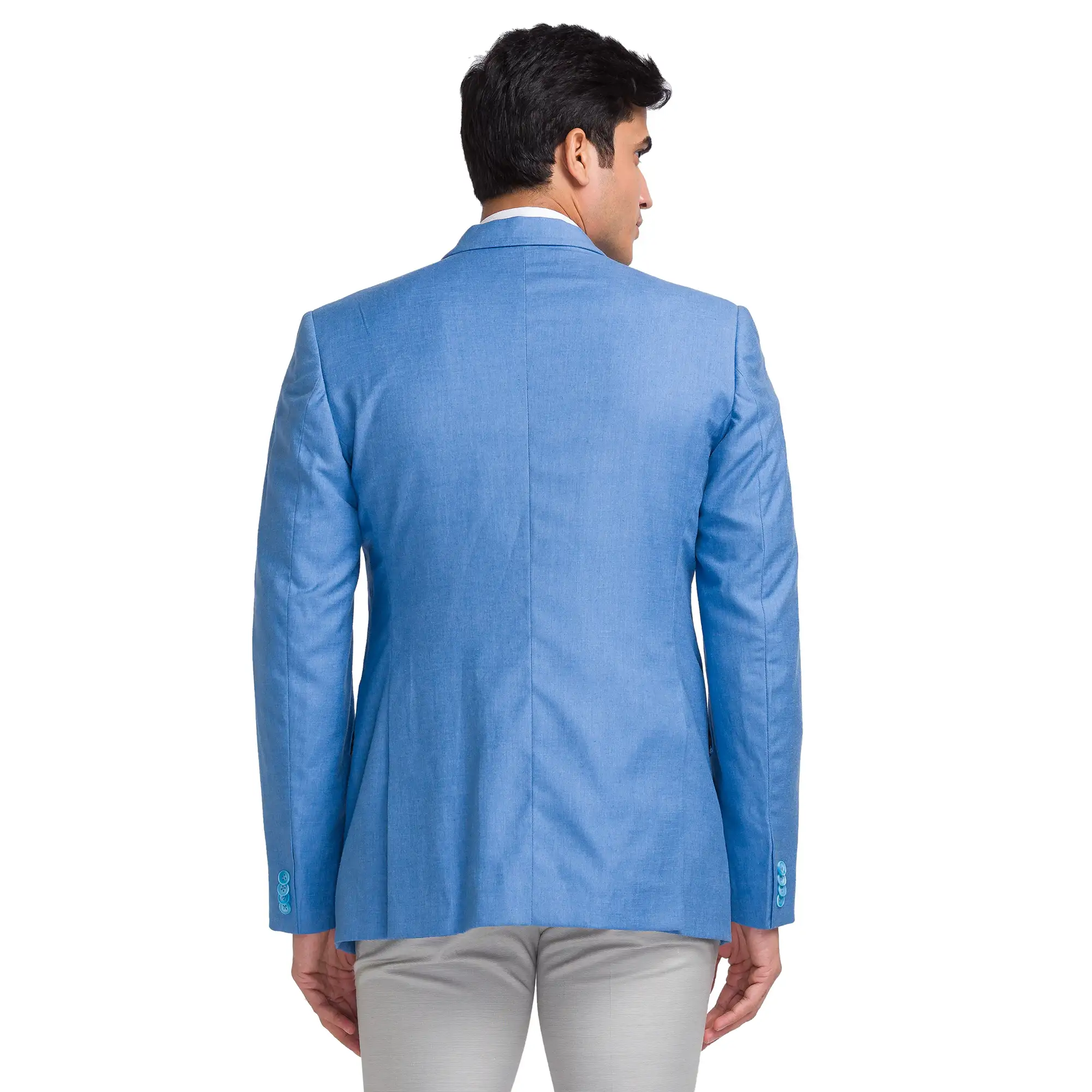 Park Avenue Men Blue Super Slim Fit Solid Formal Jacket - Image 4