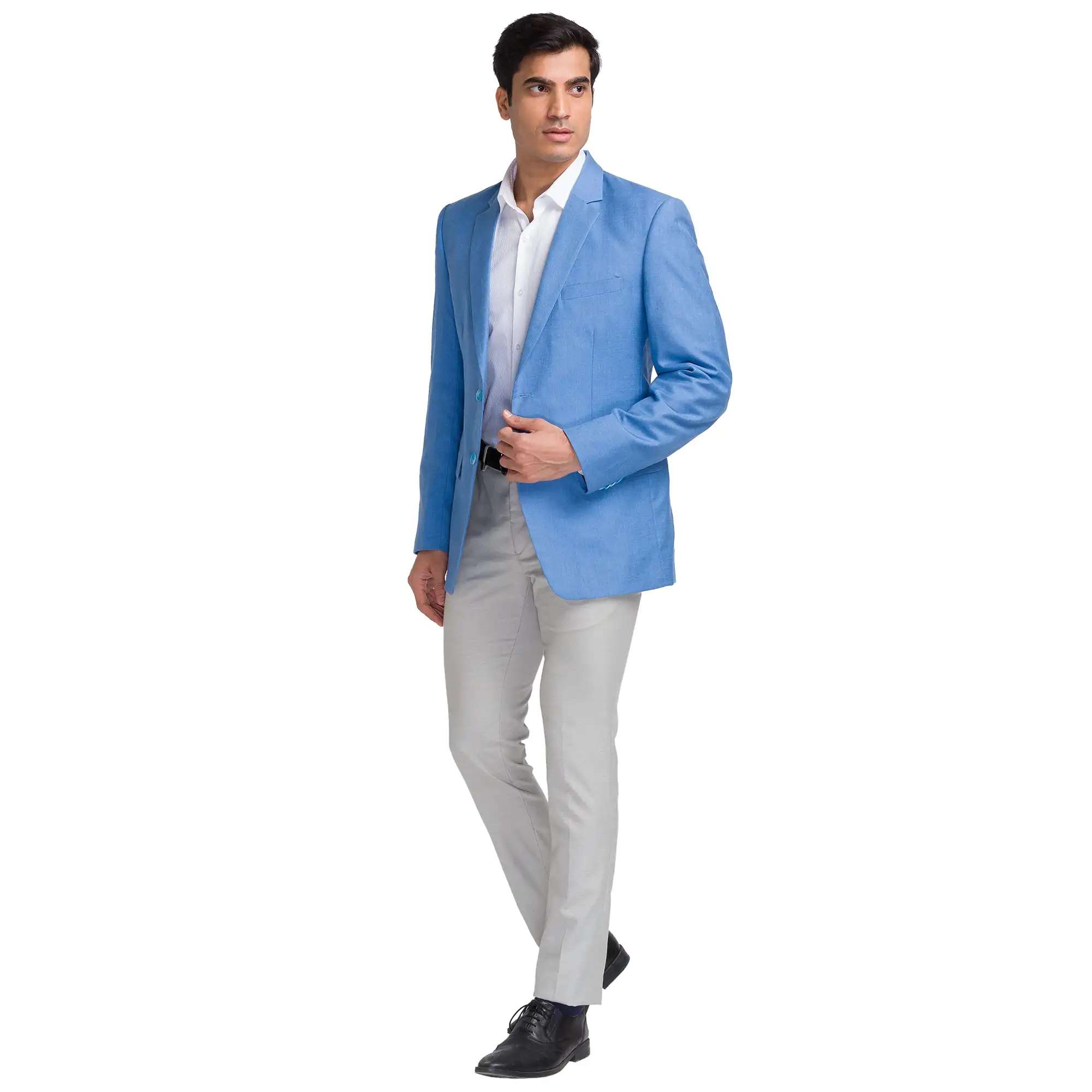 Park Avenue Men Blue Super Slim Fit Solid Formal Jacket - Image 5