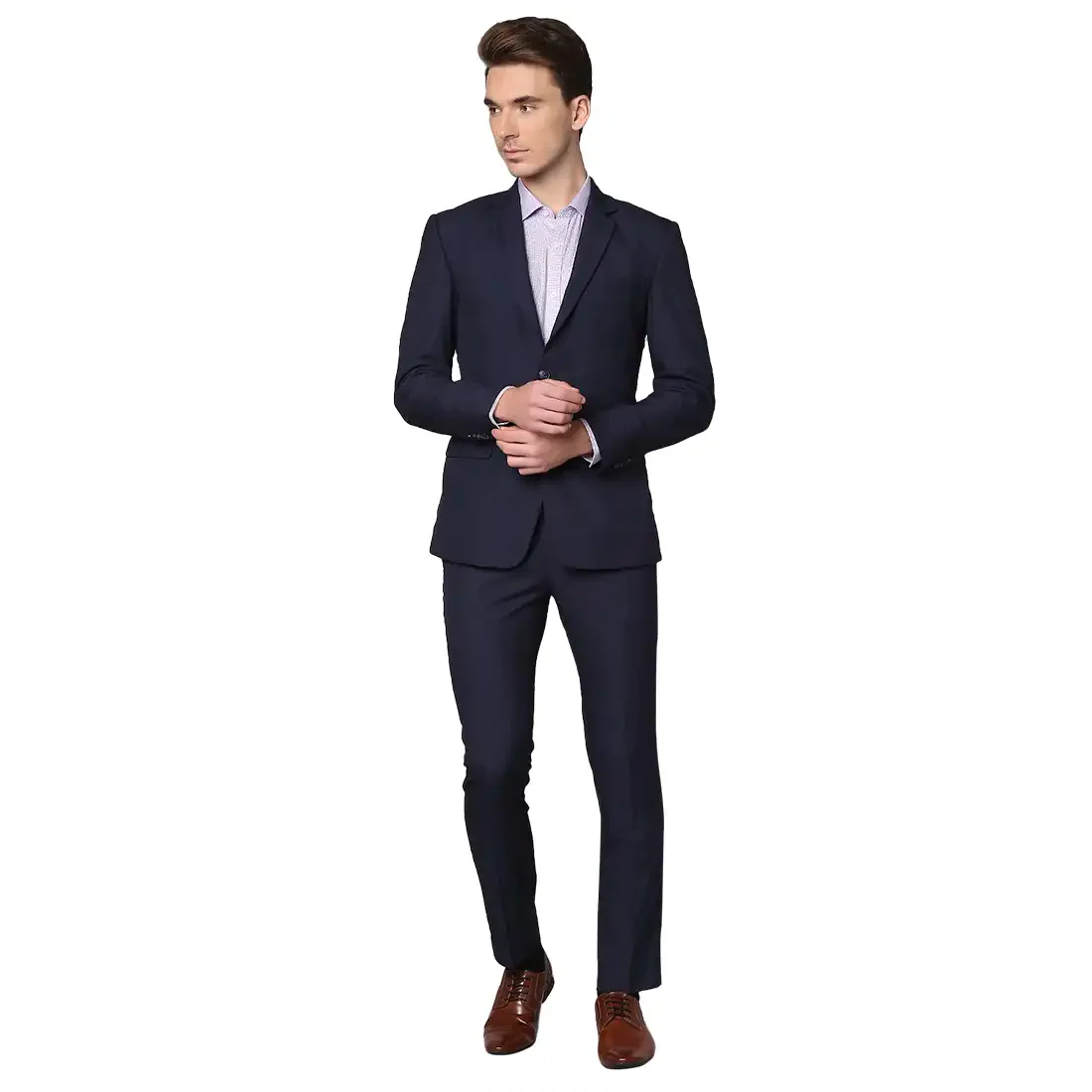 Men Blue Super Slim Fit Solid Polyester Blend Jackets
