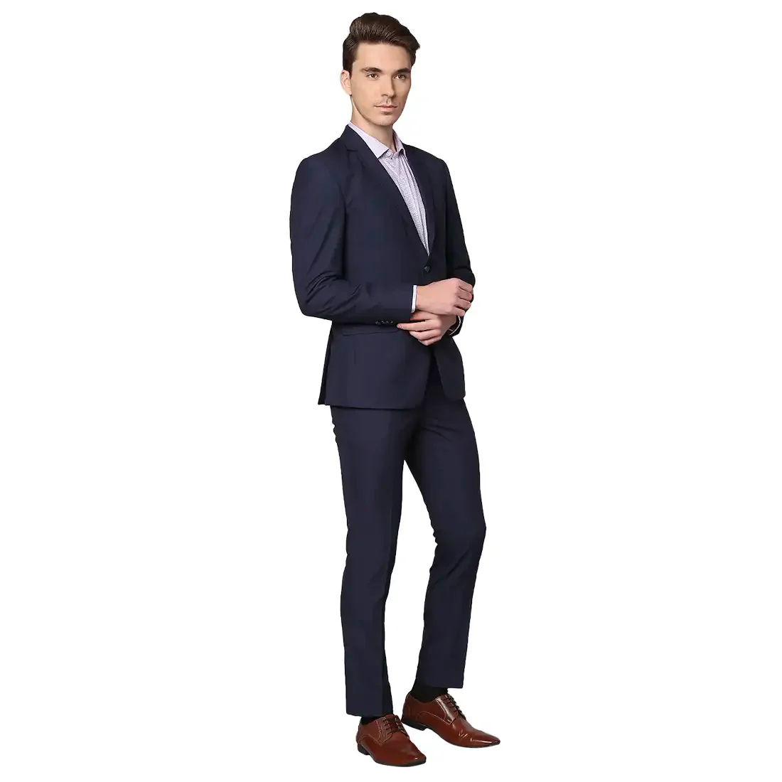 Men Blue Super Slim Fit Solid Polyester Blend Jackets - Image 2