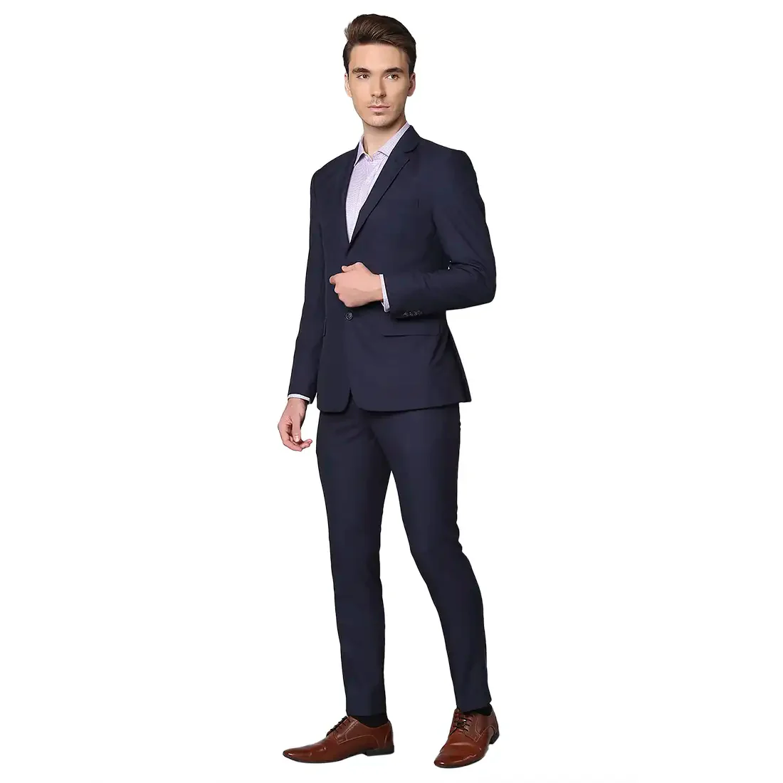 Men Blue Super Slim Fit Solid Polyester Blend Jackets - Image 3
