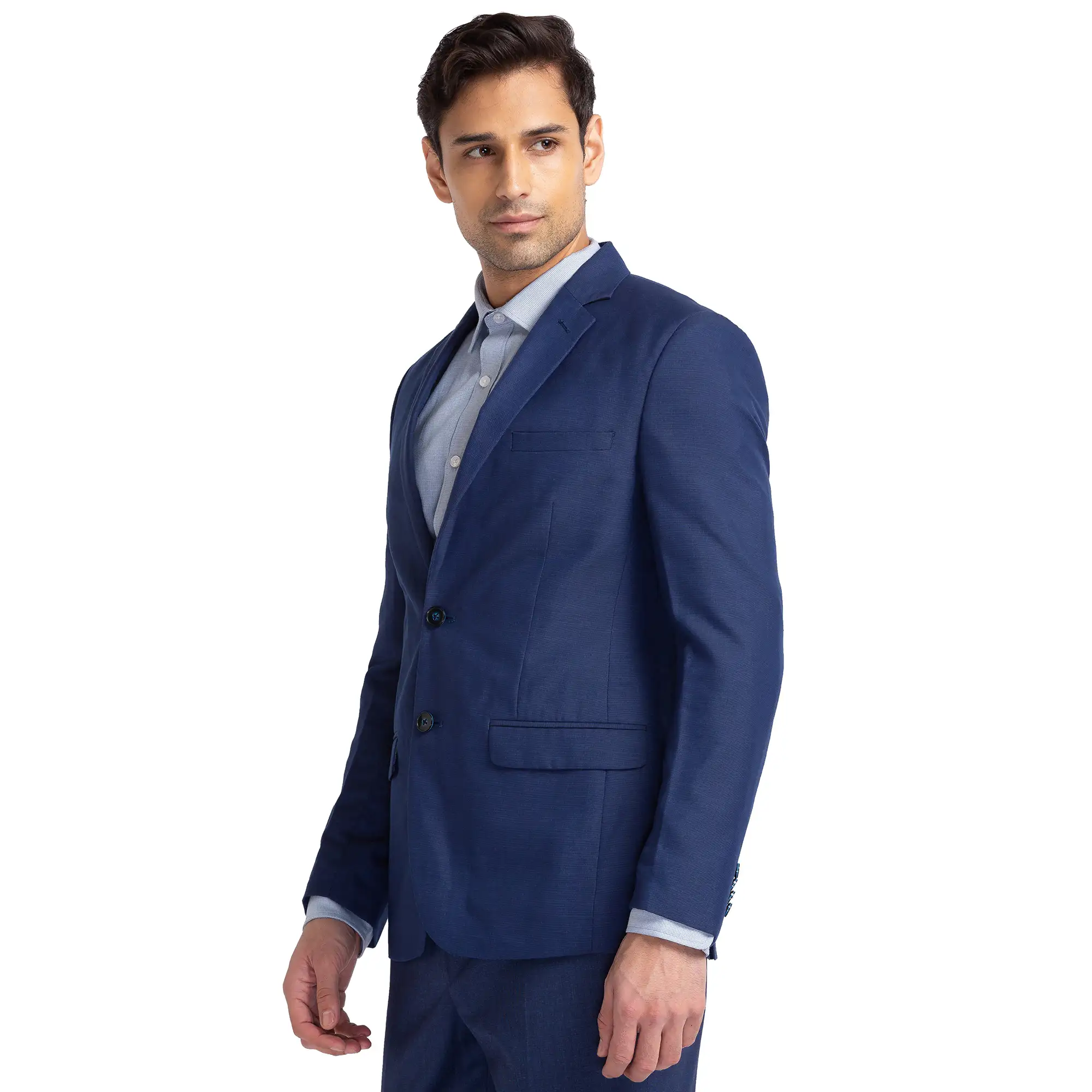 Men Blue Super Slim Fit Solid Polyester Blend Suit - Image 3