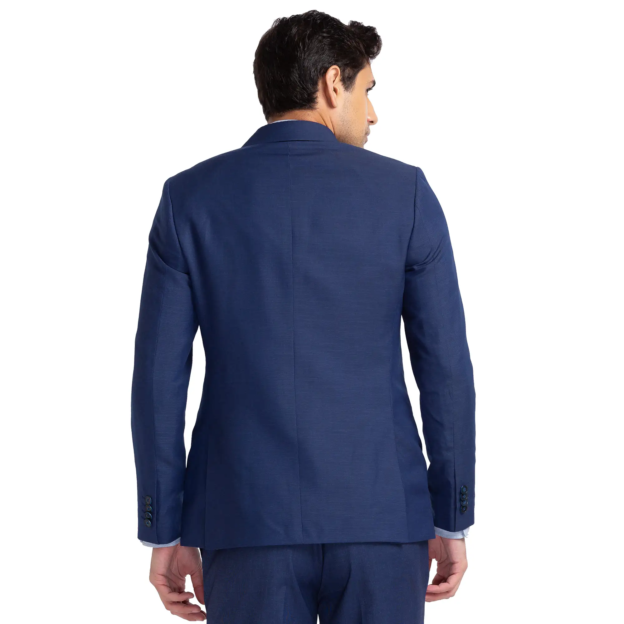 Men Blue Super Slim Fit Solid Polyester Blend Suit - Image 5