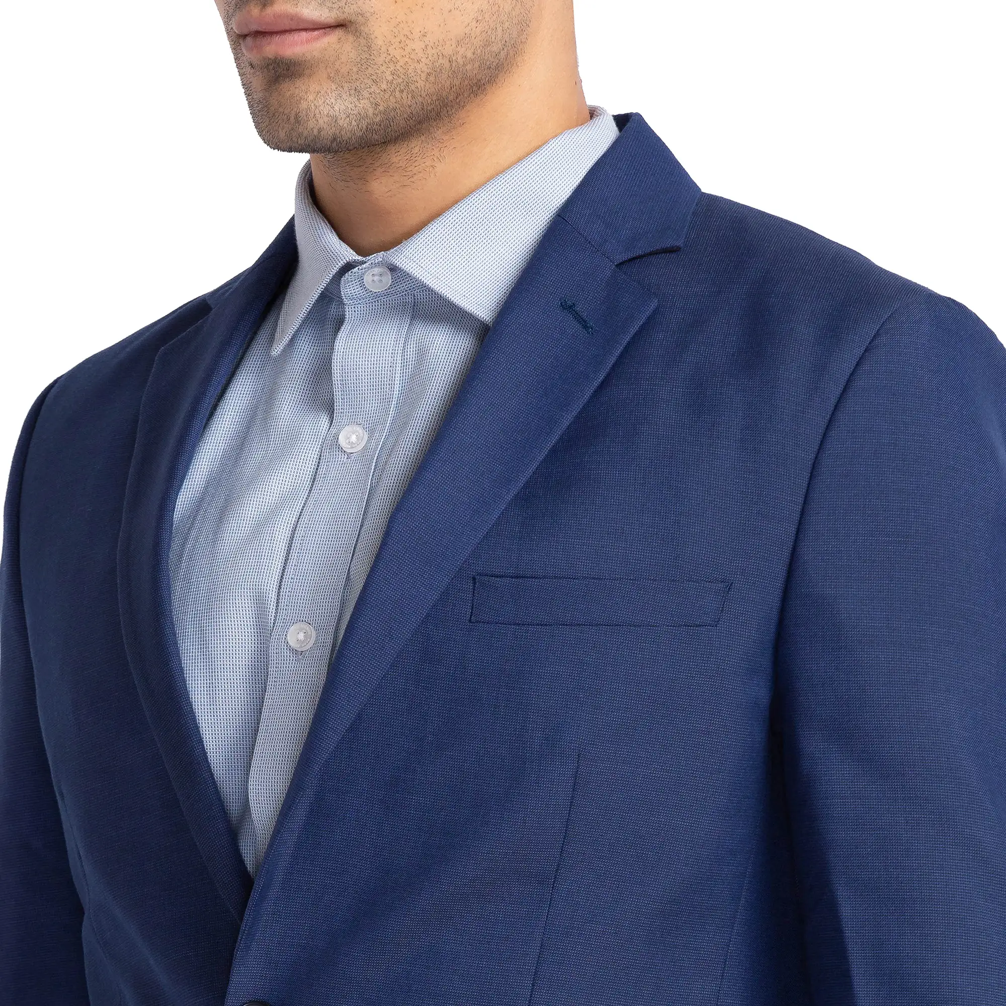 Men Blue Super Slim Fit Solid Polyester Blend Suit - Image 6