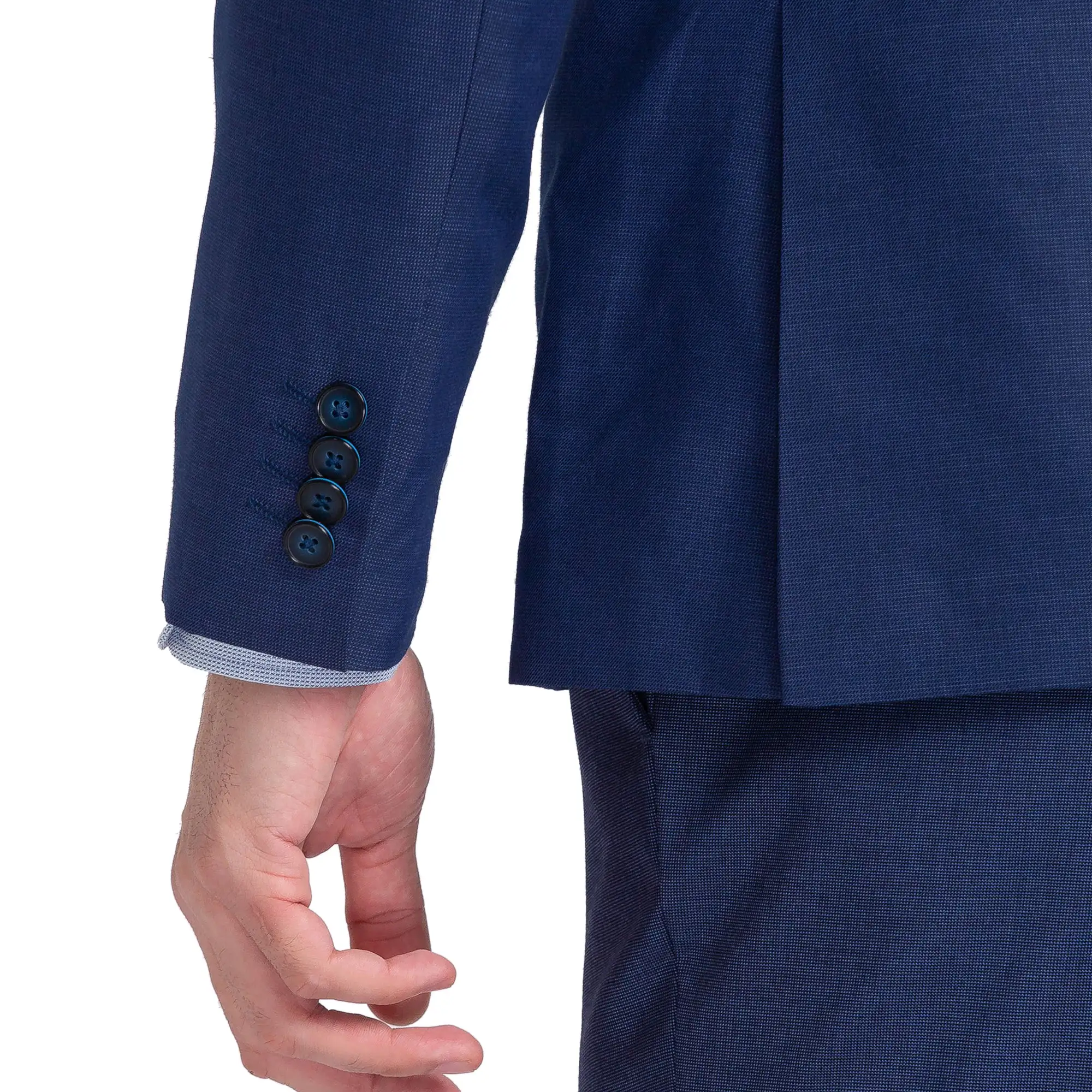 Men Blue Super Slim Fit Solid Polyester Blend Suit - Image 7