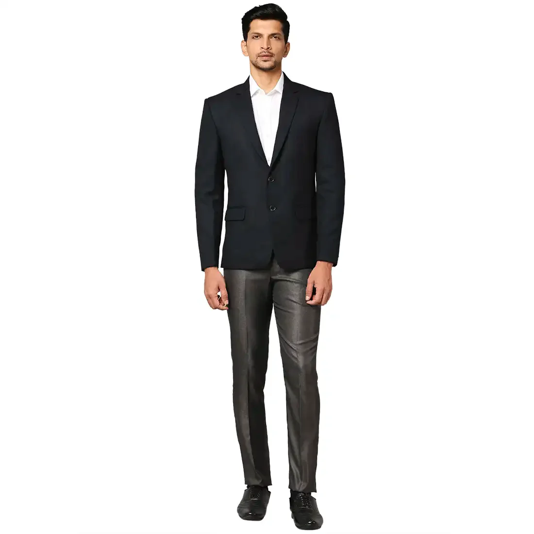 Men Blue Super Slim Fit Structure Polyester Blend Jackets - Image 5